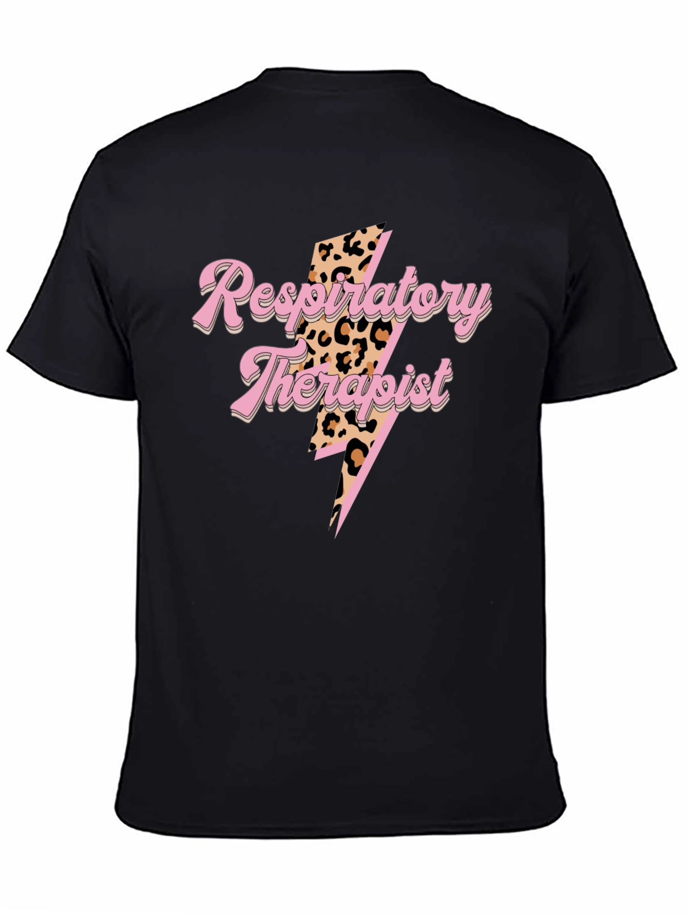 Black Respiratory Therapist T-Shirt Leopard Lightning view 4
