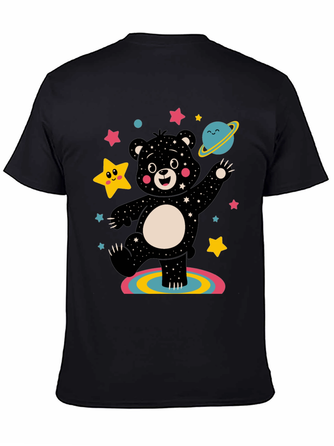 Black Cosmic Bear Graphic Tee - Black Unisex Shirt view 4