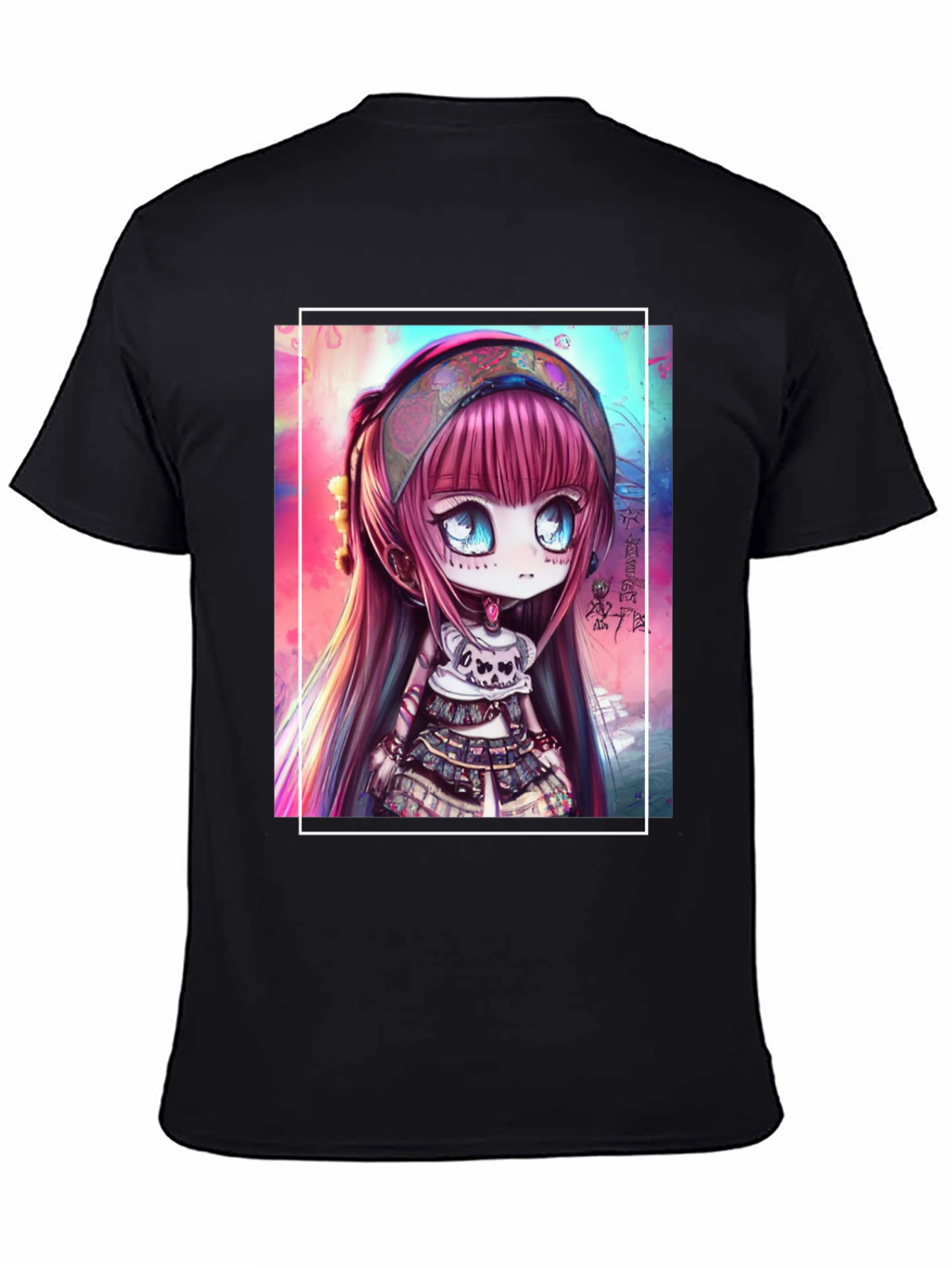 Black Anime Girl Graphic Black T-Shirt view 4