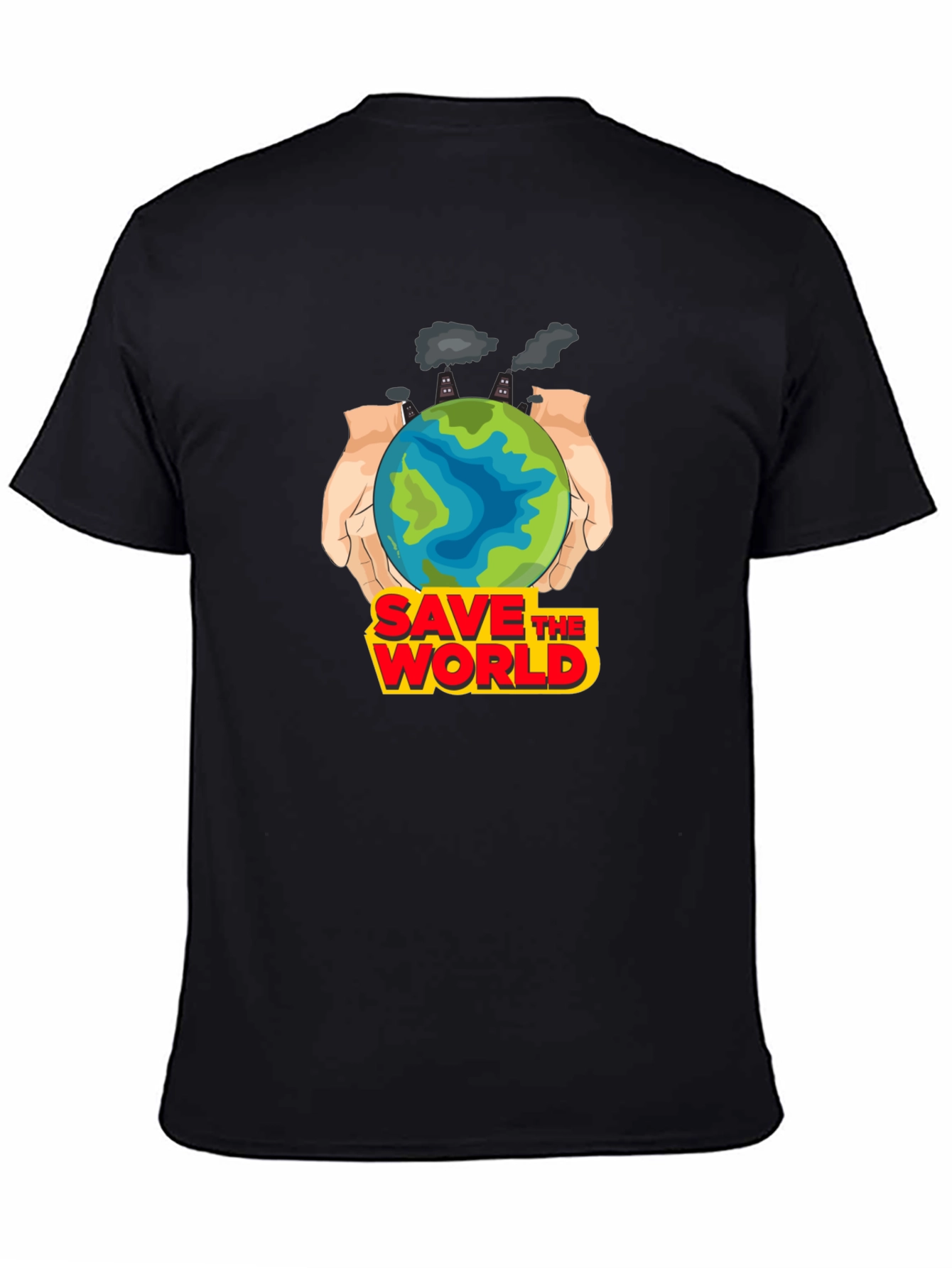 Black Save the World Graphic T-Shirt - Earth Day Apparel view 4