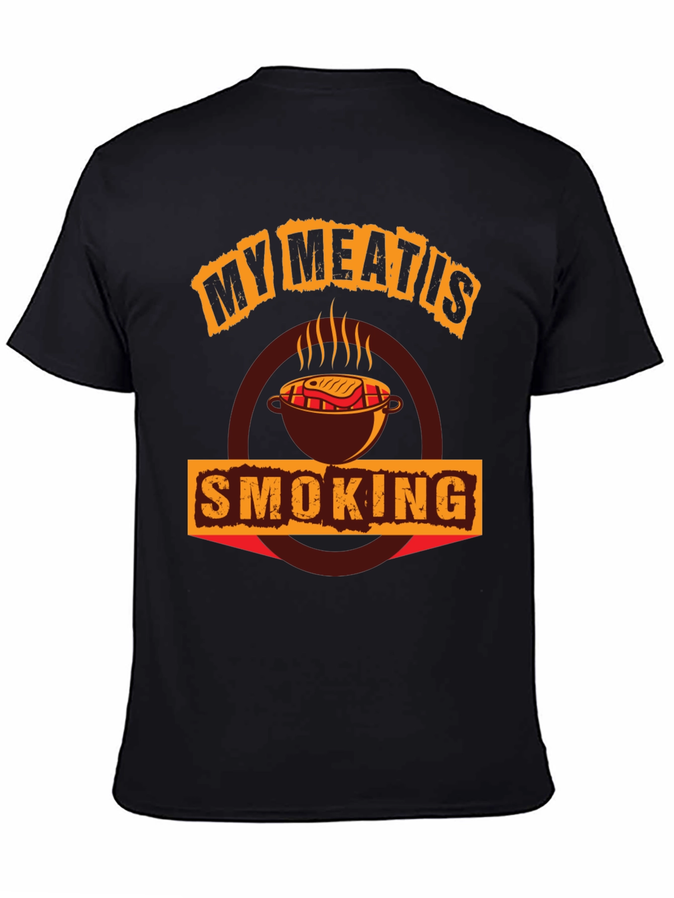 Black My Meat Is Smoking BBQ T-Shirt view 4