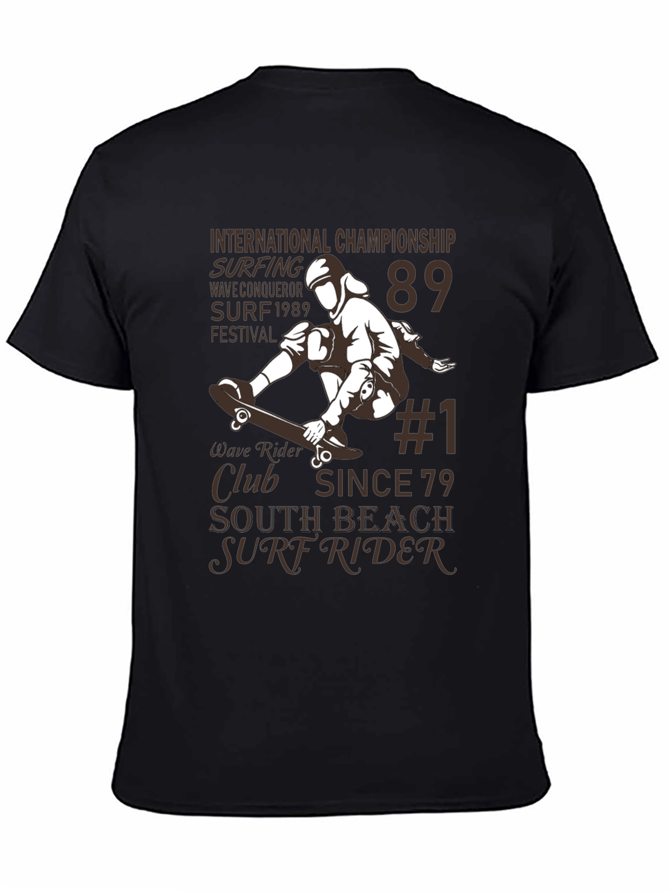 Black Surf Rider T-Shirt: International Championship Design view 4