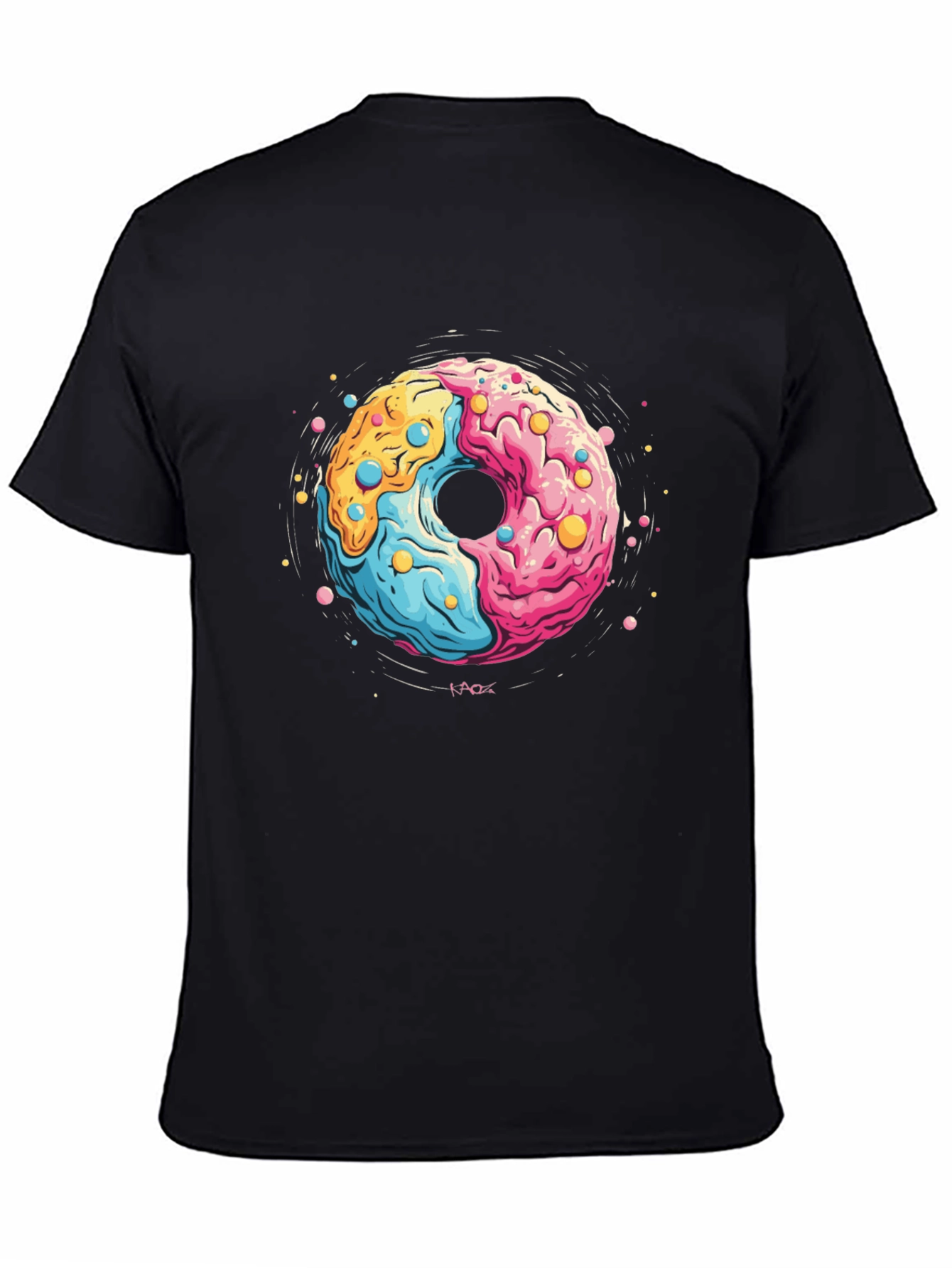 Black Donut Graphic T-Shirt - Fun Novelty Tee view 4