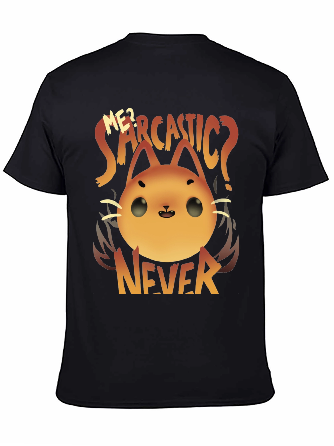 Black Sarcastic Cat T-Shirt - Funny Graphic Tee view 4