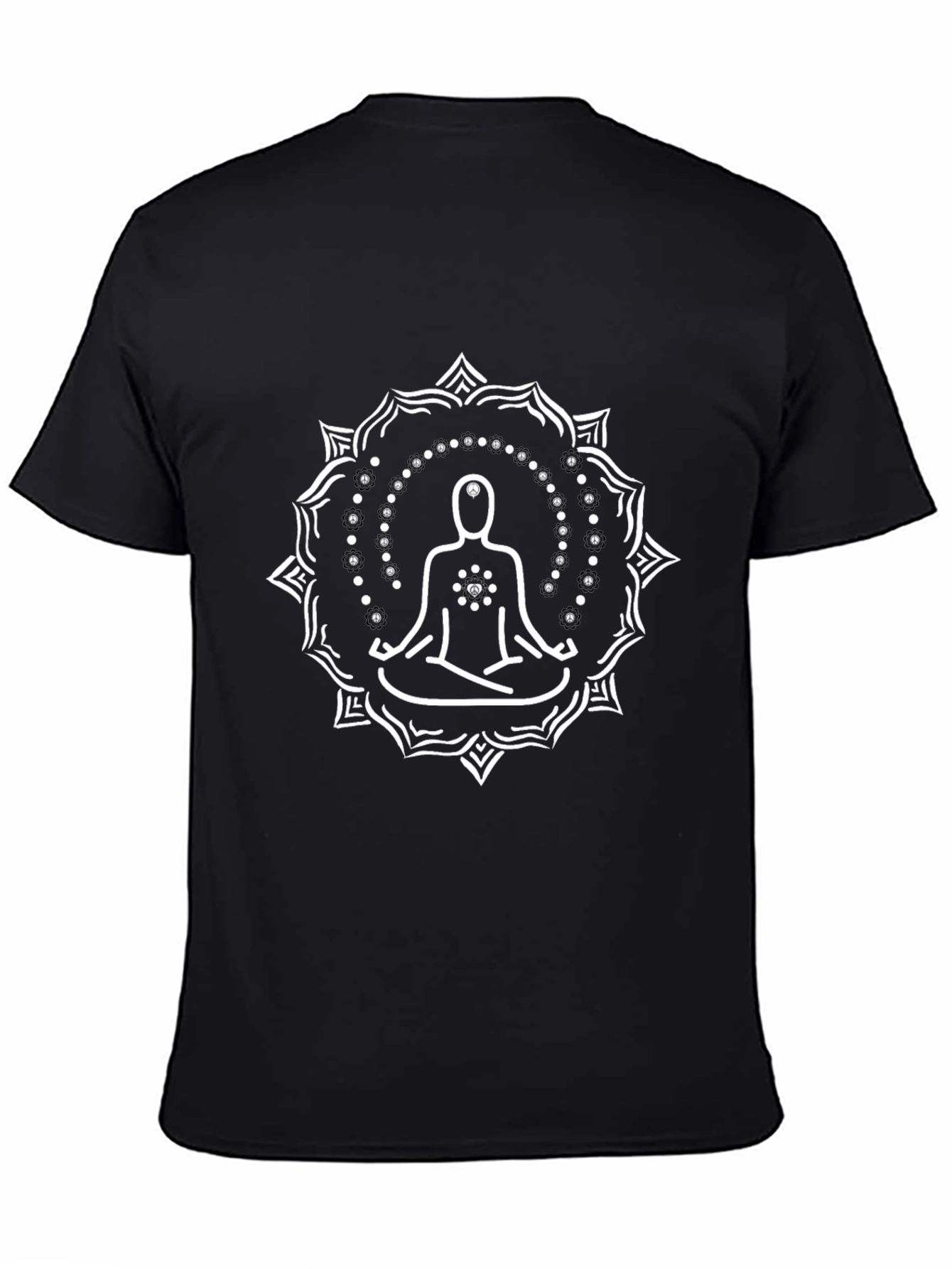 Black Meditative Mandala Black T-Shirt view 4