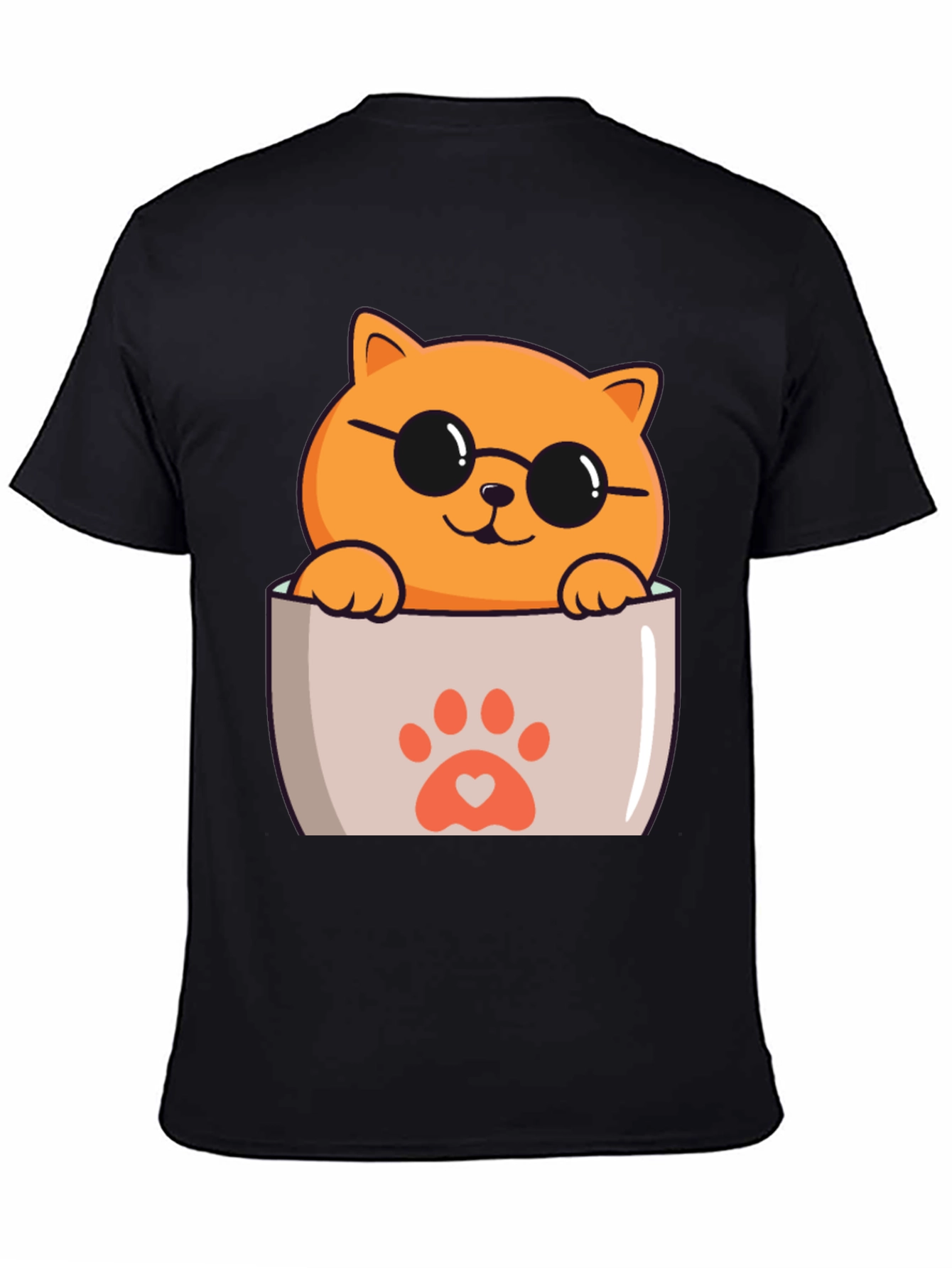 Black Cool Cat Pocket T-Shirt view 4