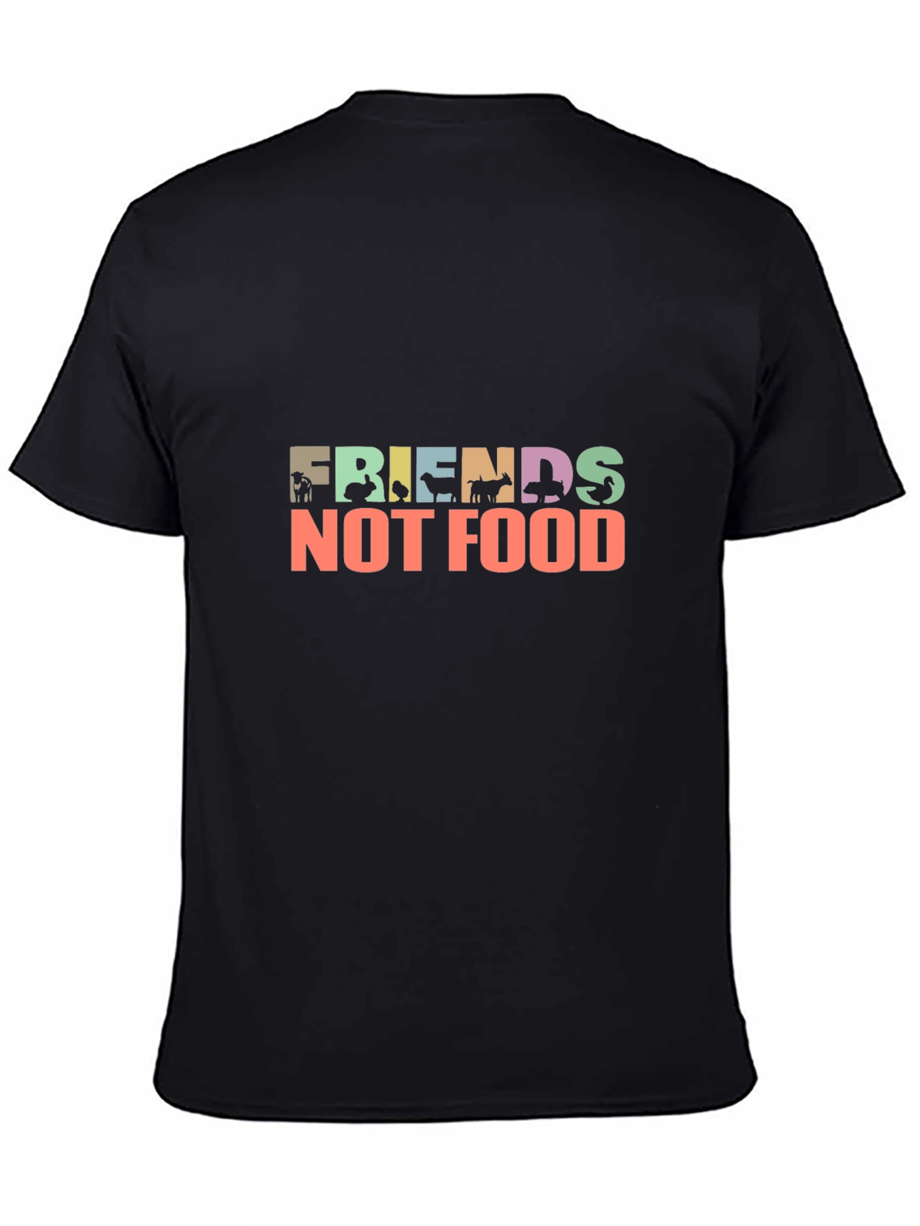 Black Friends Not Food Vegan T-Shirt view 4