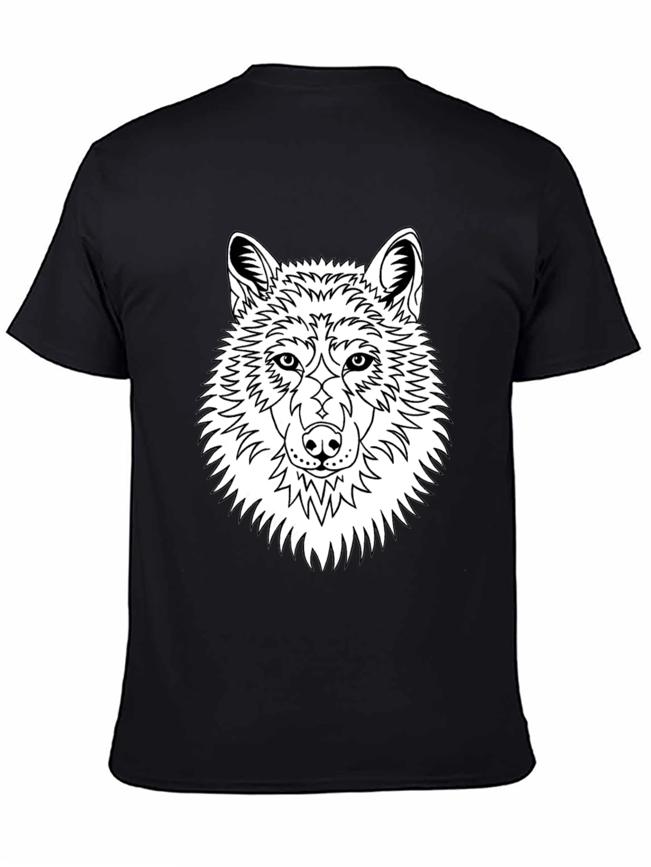 Black Wolf Graphic Tee - Black Cotton Blend T-Shirt view 4