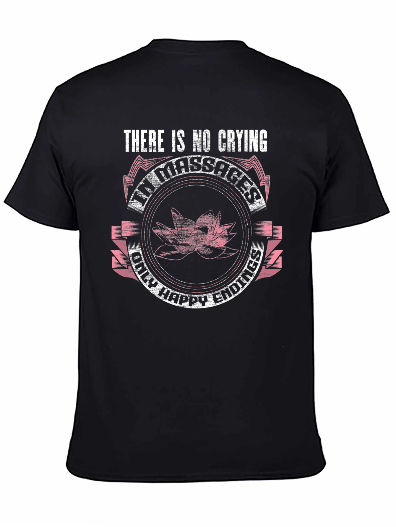 Black Funny Massage T-Shirt - No Crying, Happy Endings Only view 4