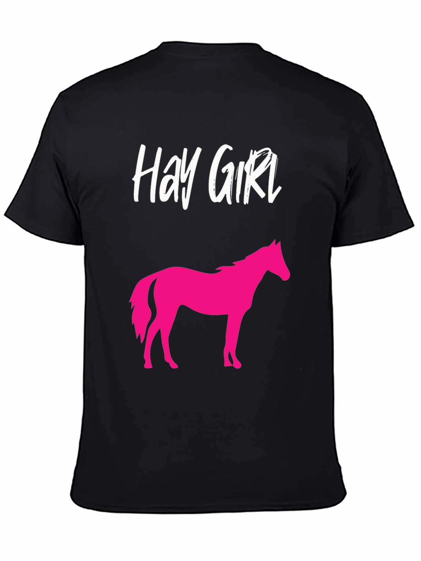 Black Hay Girl Horse Graphic Tee - Novelty Shirt view 4