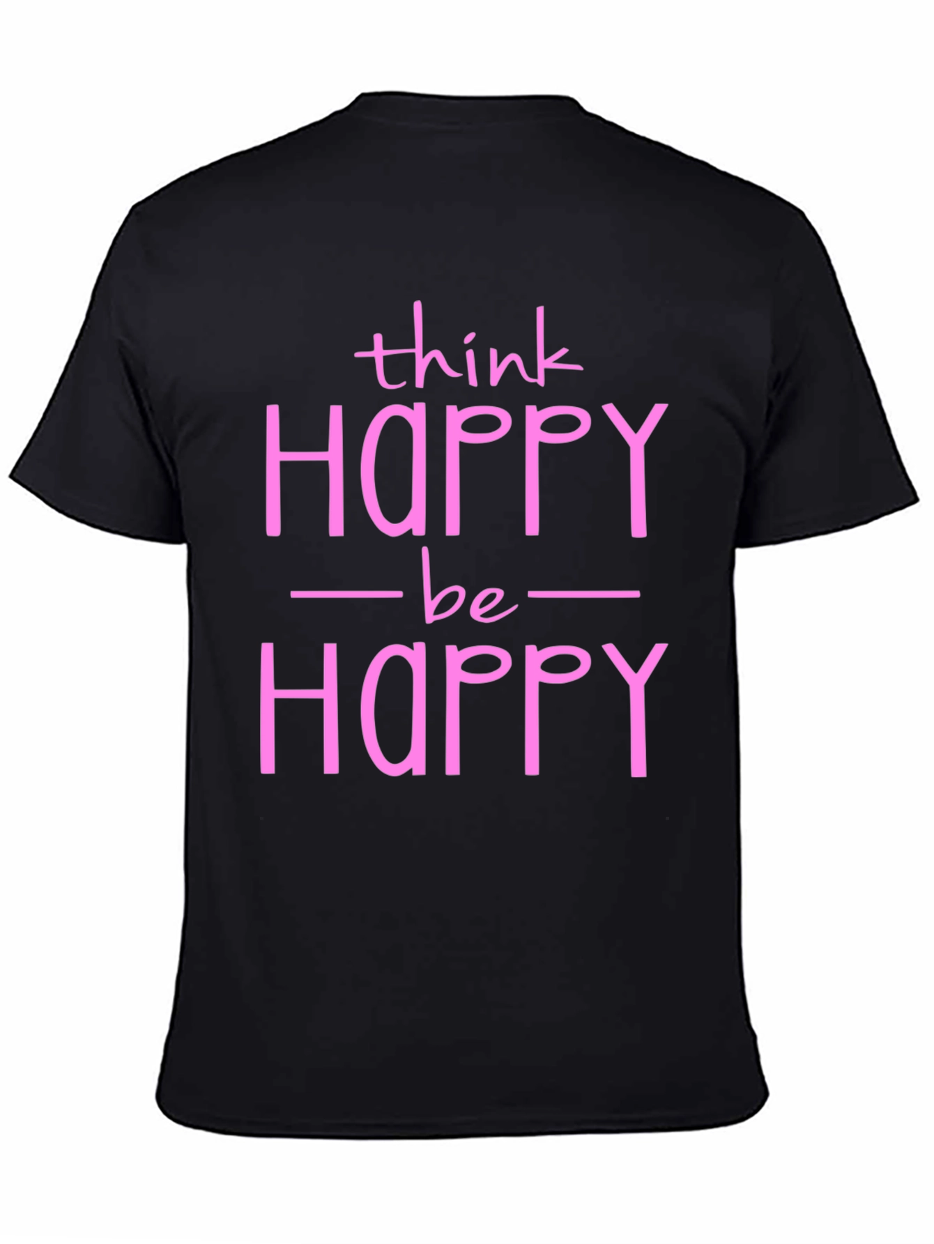 Black Think Happy Be Happy Graphic Tee view 4
