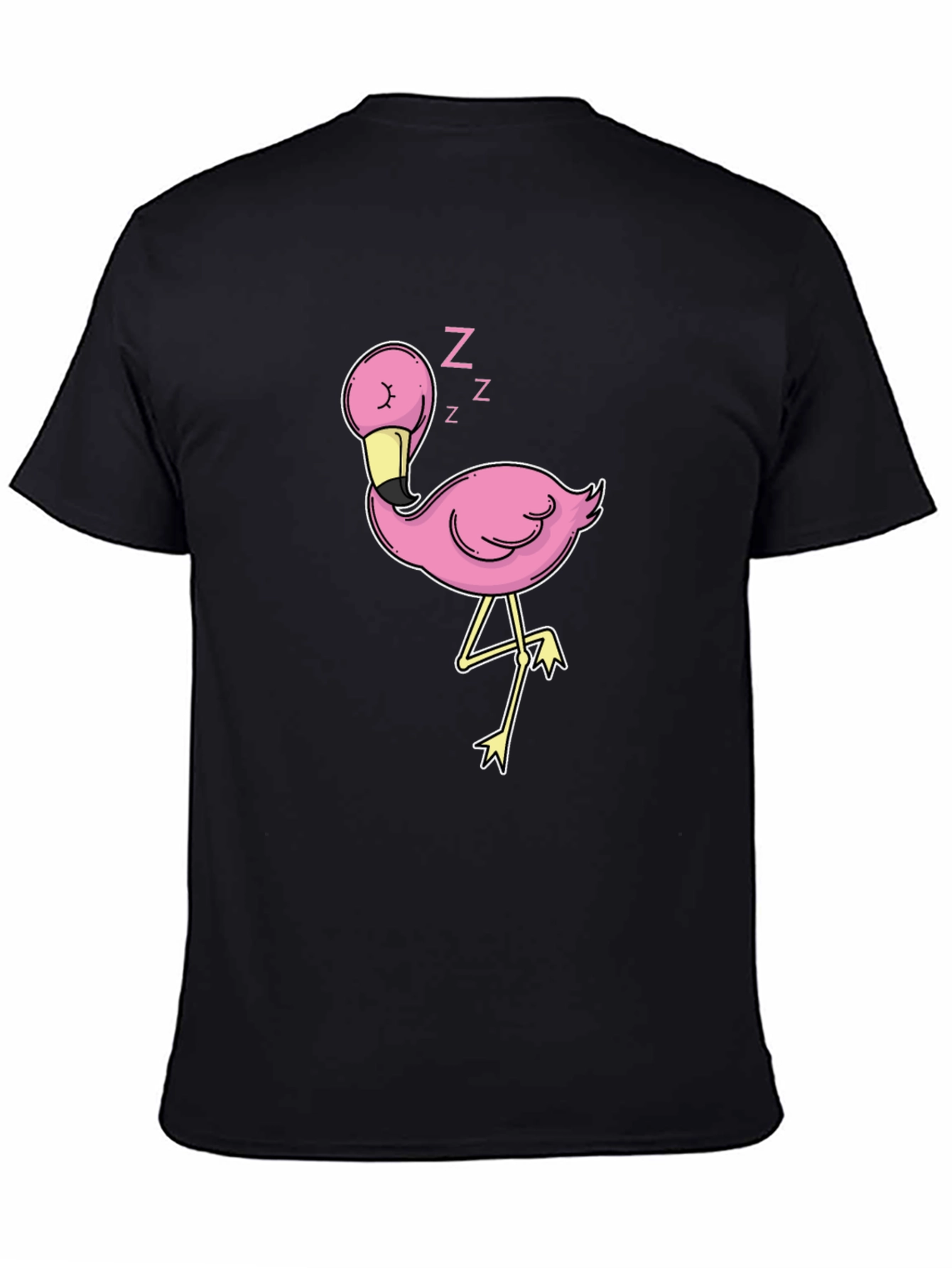 Black Sleeping Flamingo Graphic Tee - Black view 4