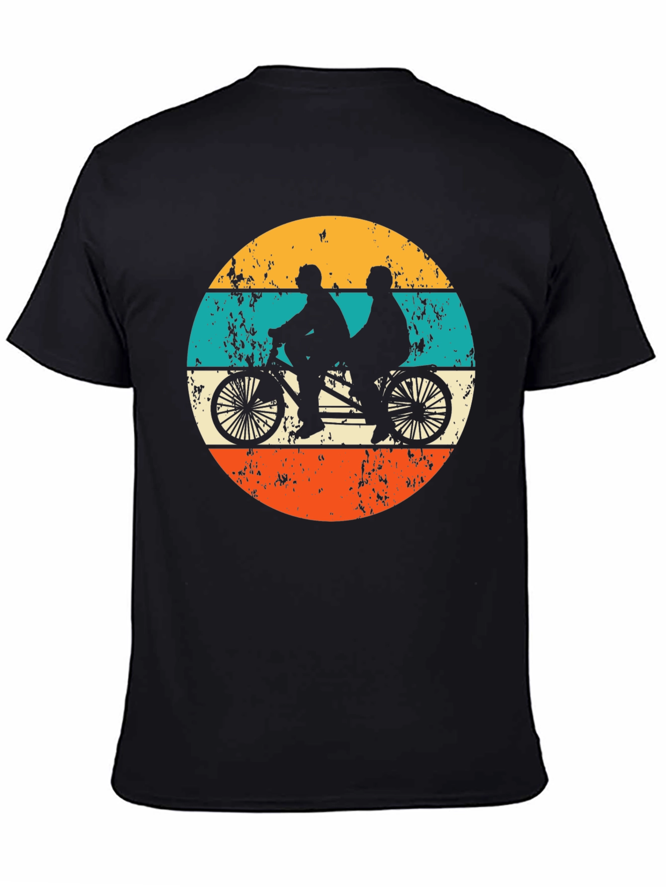 Black Tandem Bike Retro Graphic Tee view 4