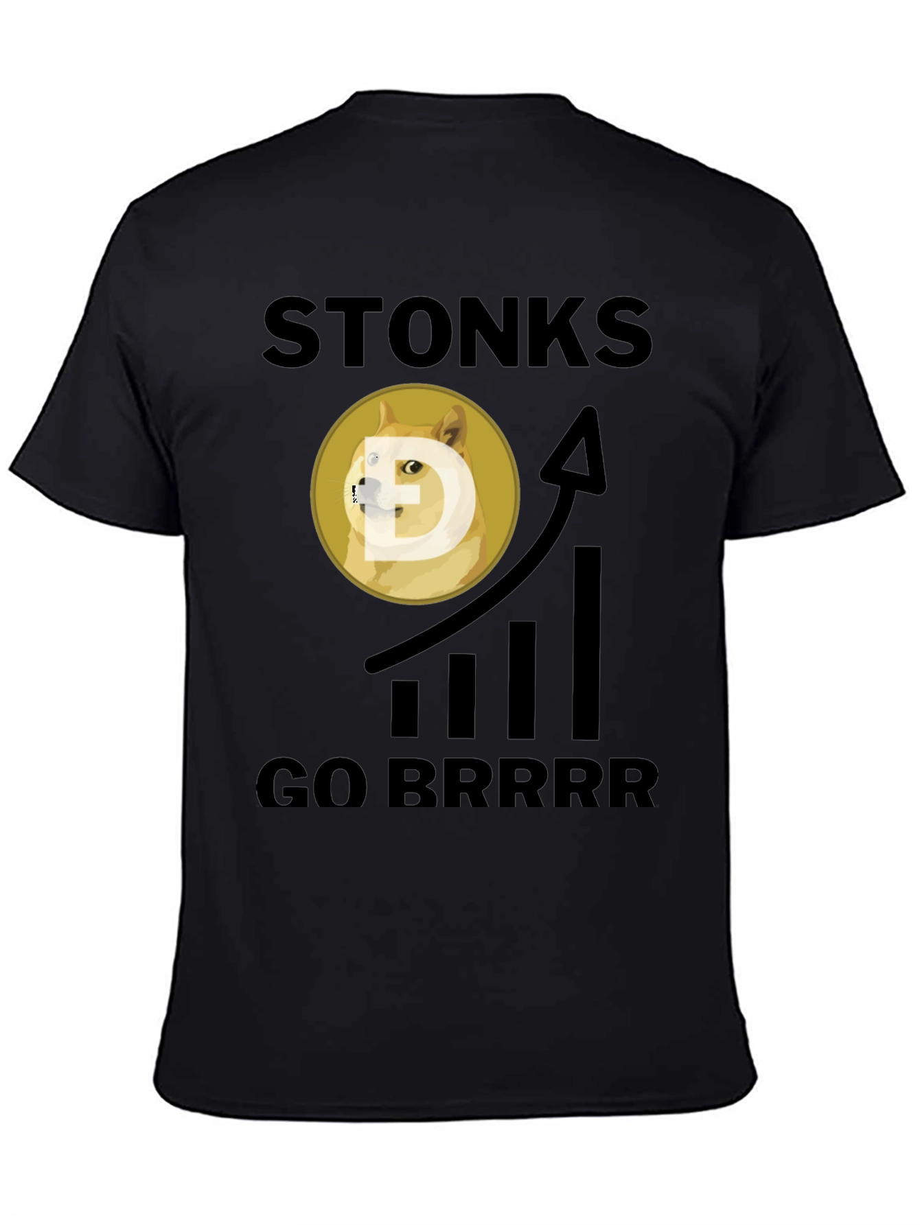 Black Stonks Go Brrr Black Graphic Tee view 4