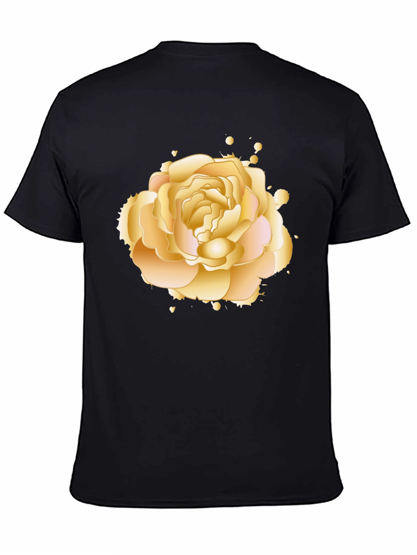Black Golden Rose Graphic Tee - Elegant Floral Design view 4