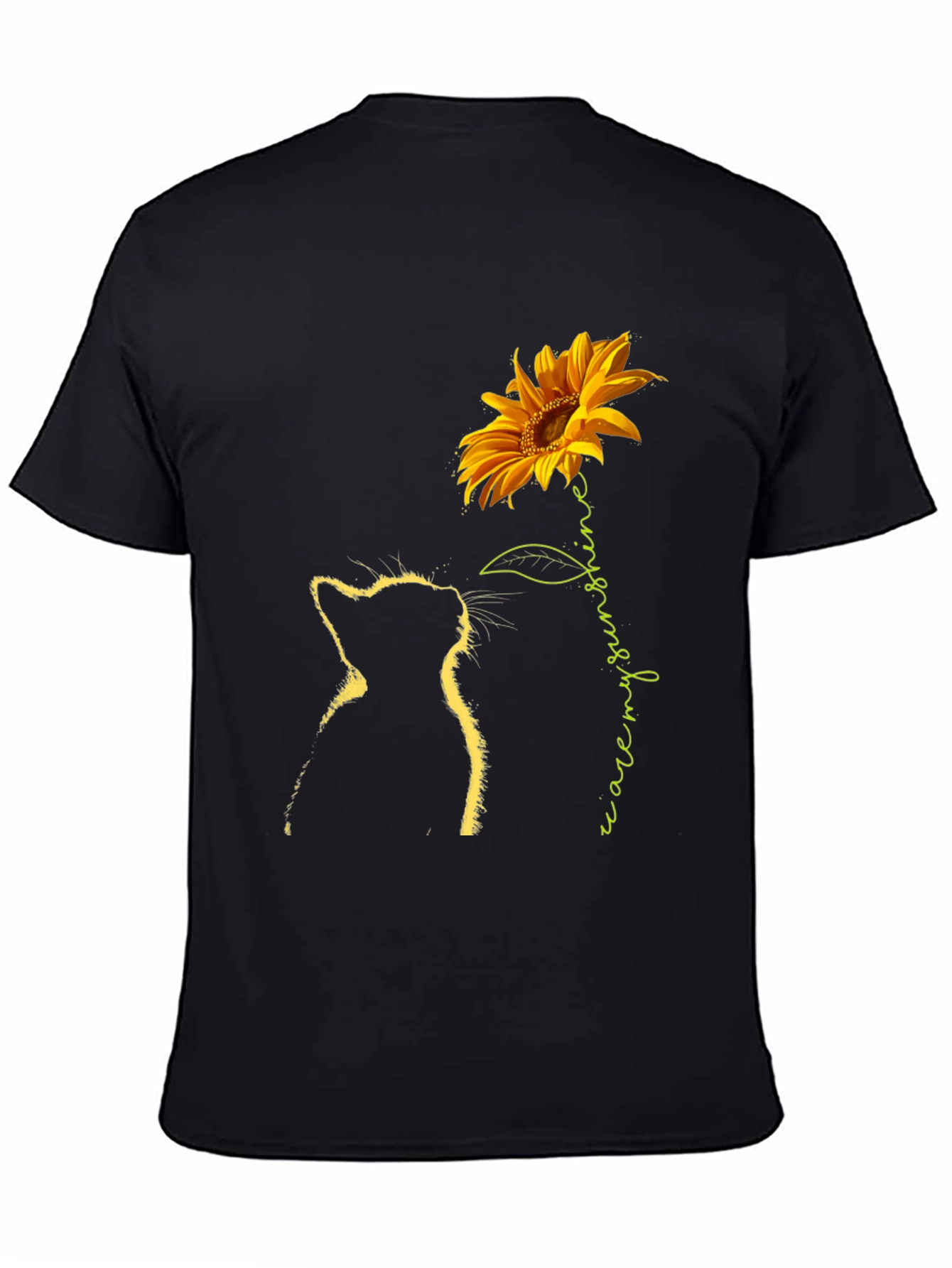 Black Cat & Sunflower Graphic Tee - Black view 4