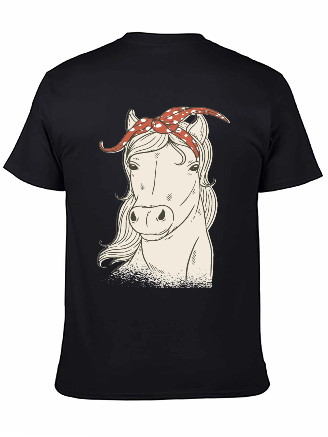 Black Horse with Bandana Graphic Tee - Black view 4