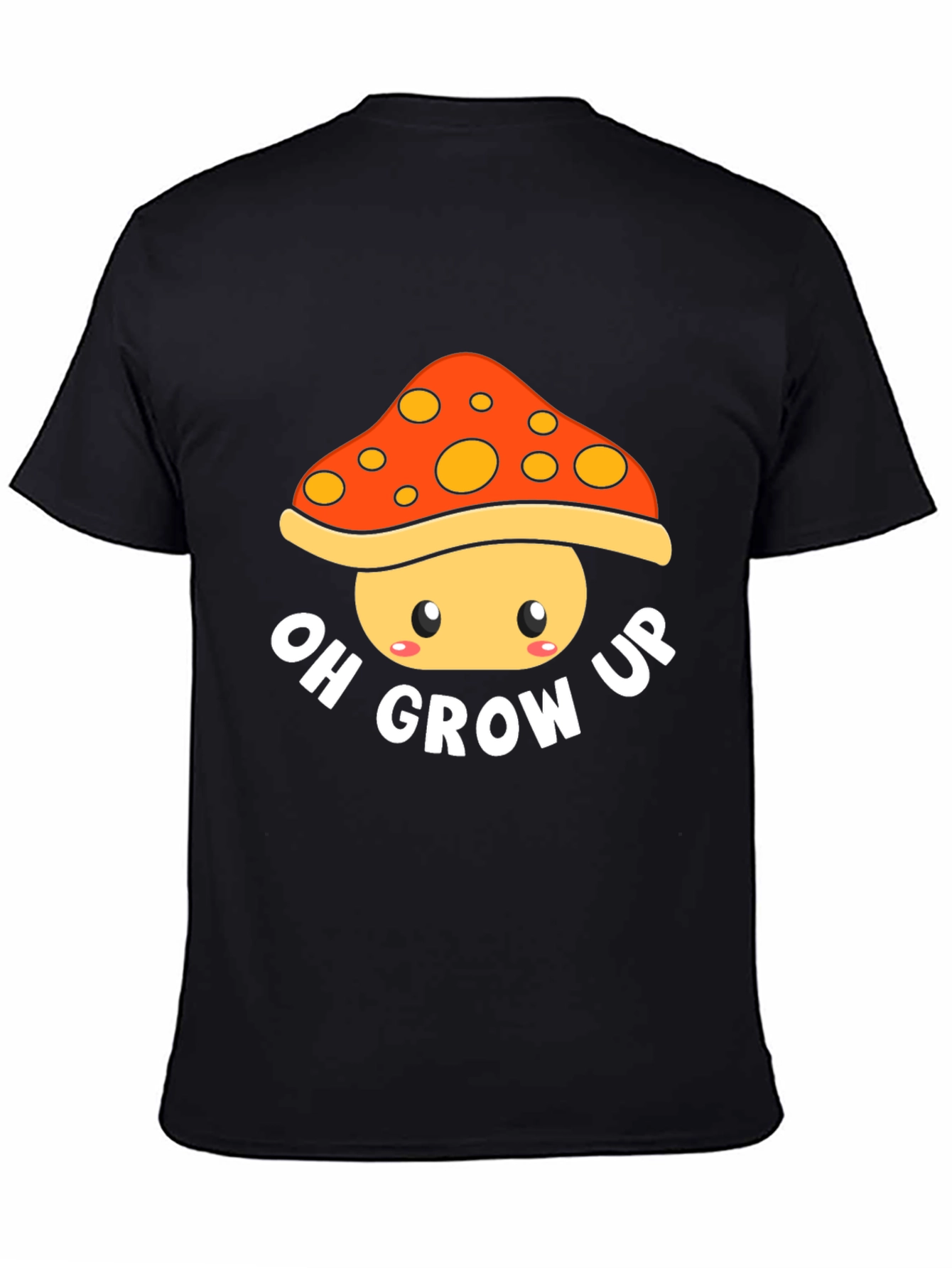 Black Oh Grow Up Mushroom Graphic T-Shirt view 4