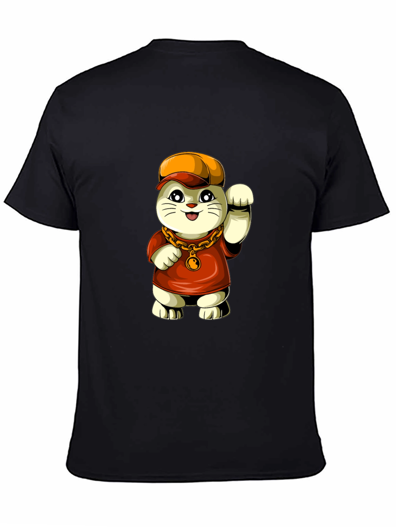 Black Lucky Cat Graphic Tee view 4