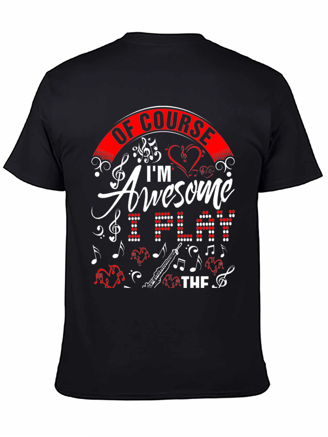 Black Awesome Oboe Player T-Shirt view 4