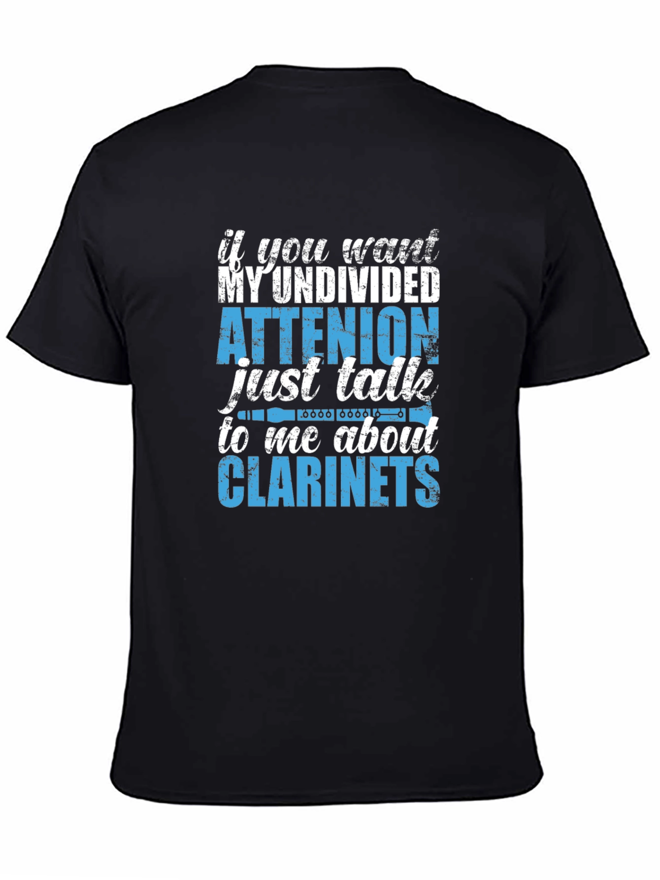 Black Clarinet Lover T-Shirt - Undivided Attention view 4