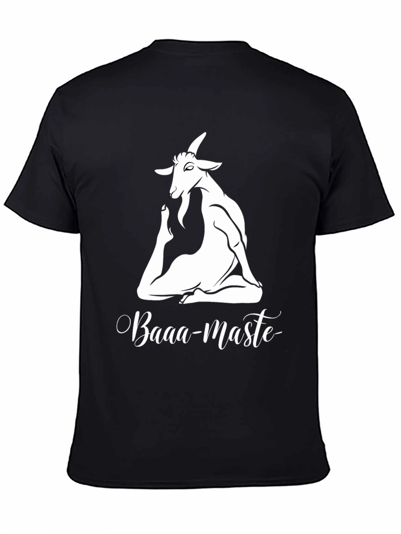 Black Yoga Goat Tee: Baaa-maste Black T-Shirt view 4