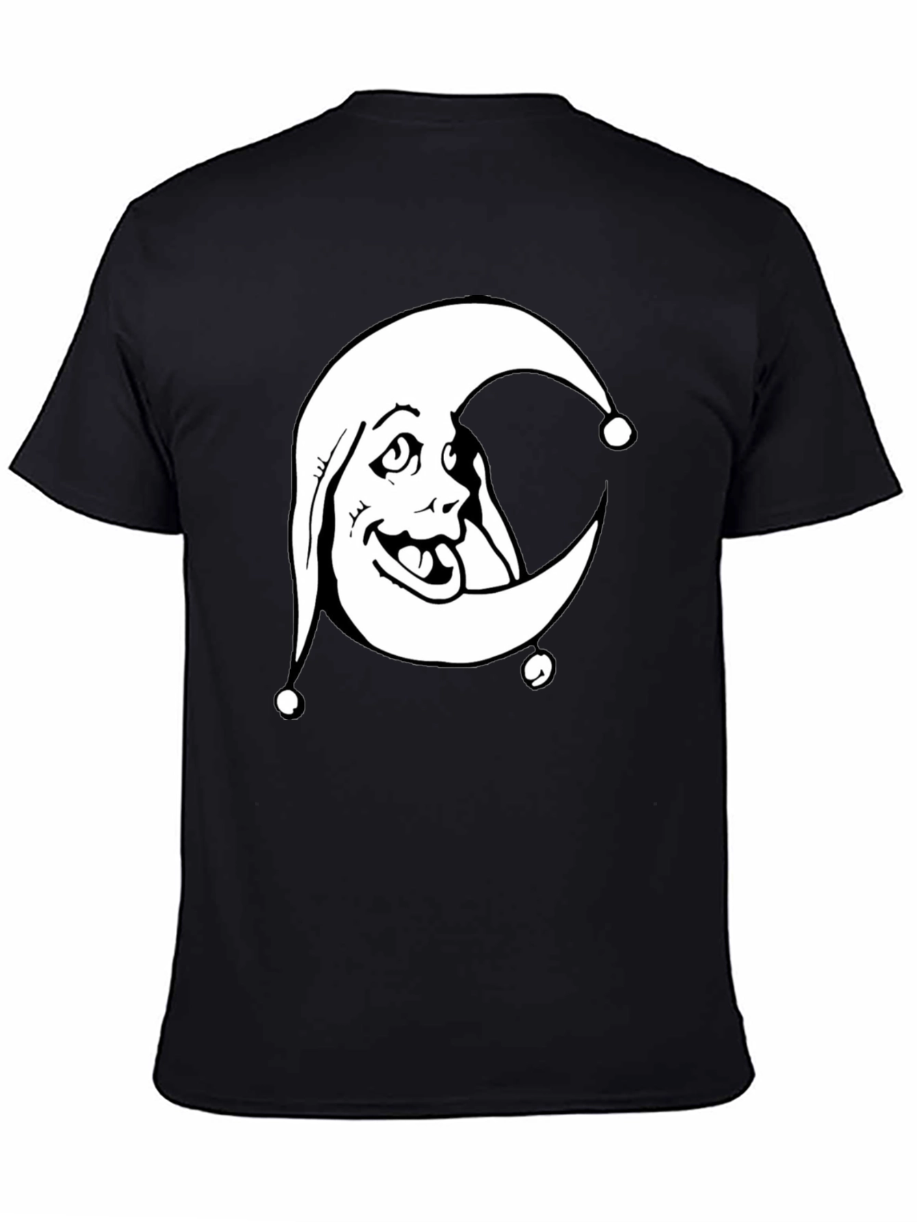 Black Moon Jester Graphic Tee - Black Cotton Shirt view 4