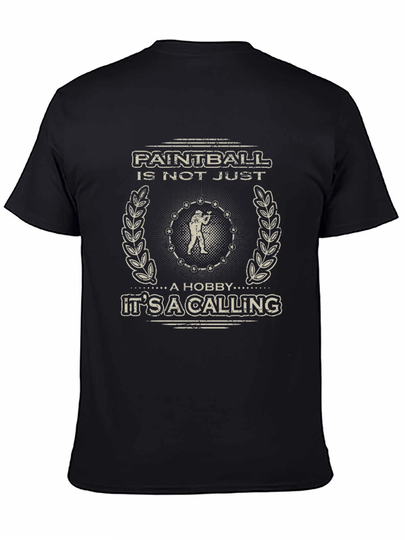 Black Paintball Calling T-Shirt - Black Graphic Tee view 4