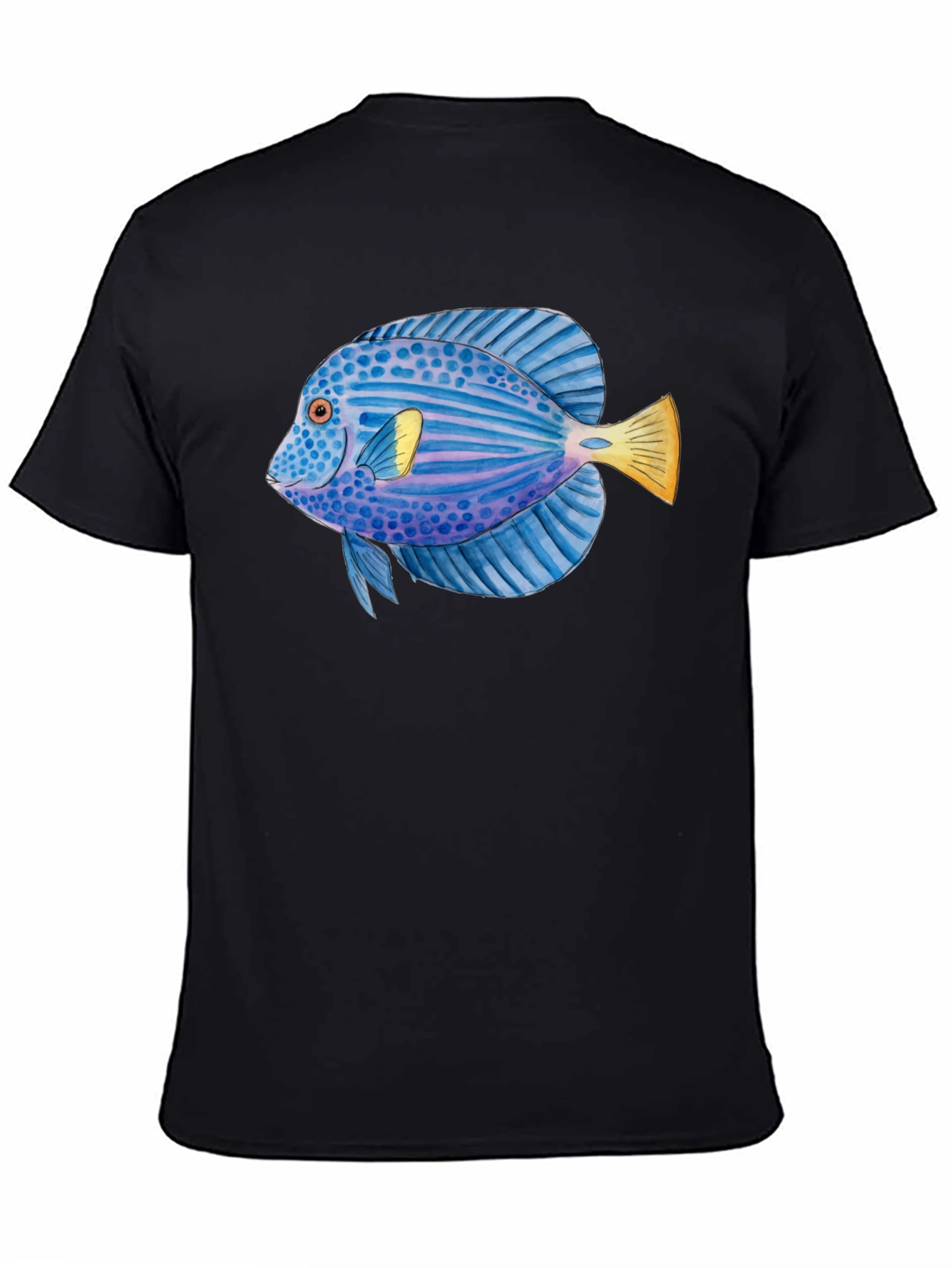 Black Cool Fish Graphic T-Shirt view 4