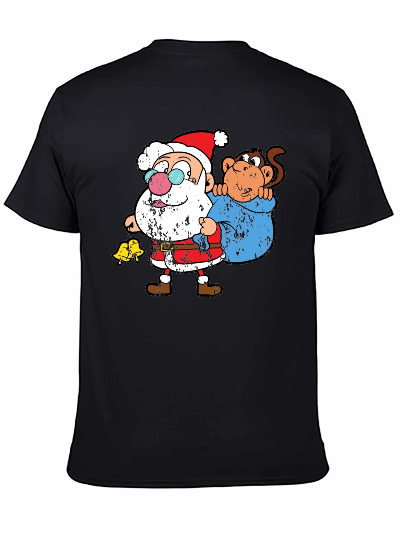 Black Santa & Monkey Graphic T-Shirt view 4