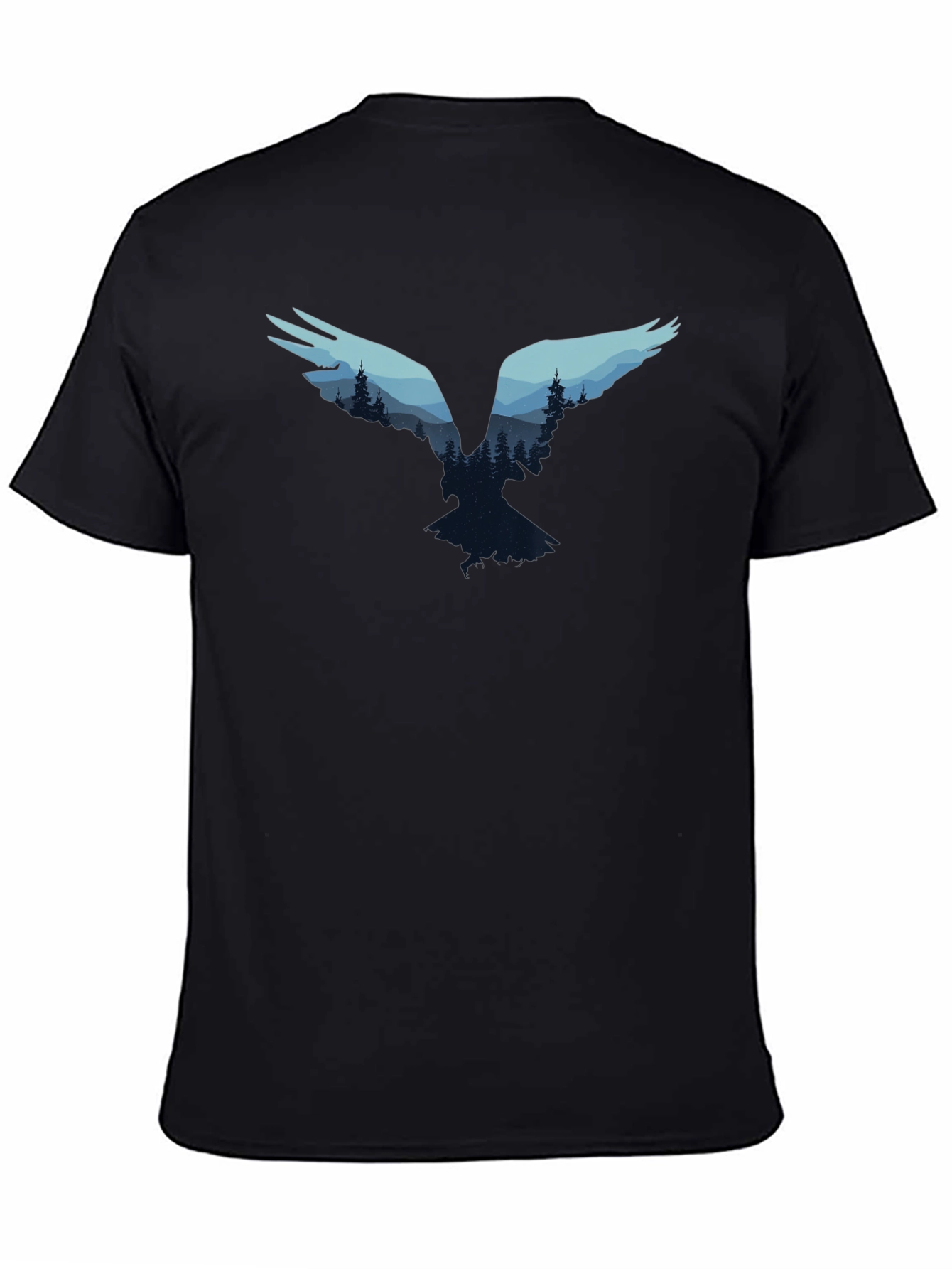 Black Nature Bird Graphic Tee - Black Cotton Blend view 4