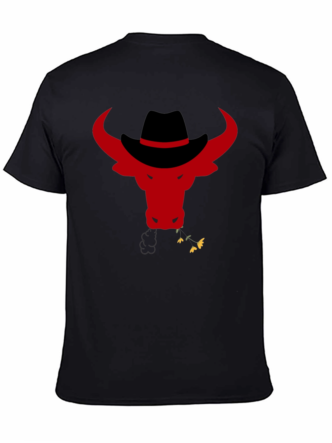 Black Cowboy Bull Graphic T-Shirt - Black view 4