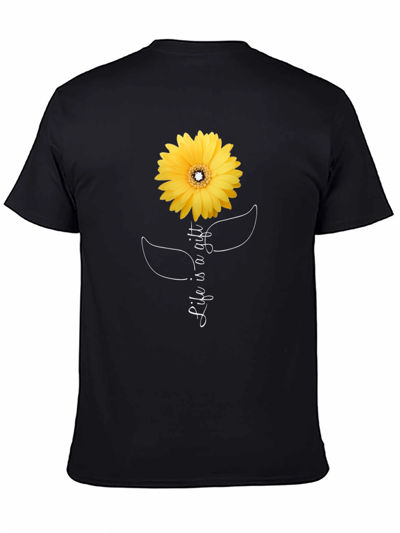 Black Life is a Gift Sunflower Black T-Shirt view 4
