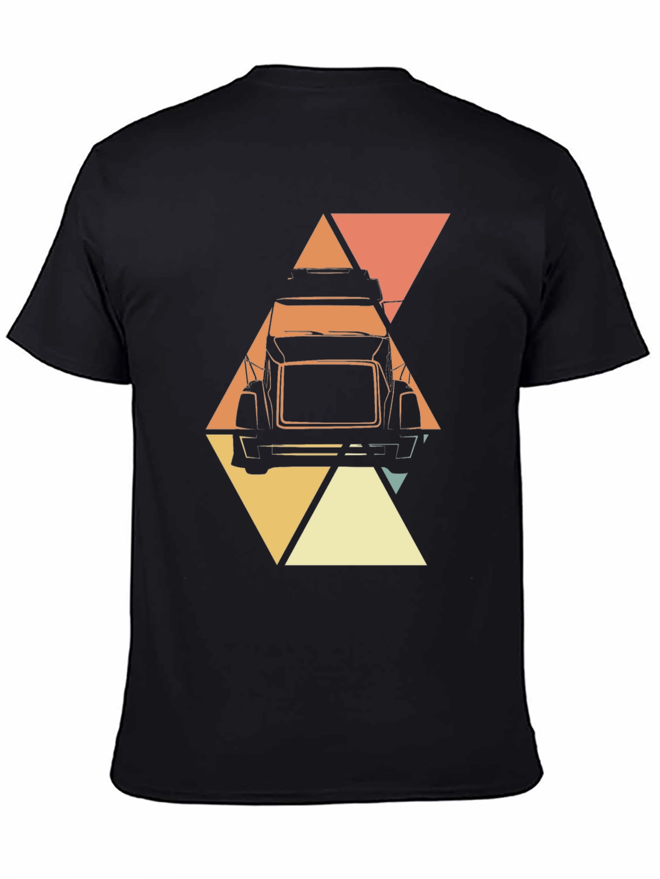 Black Retro Trucker T-Shirt - Geometric Design view 4