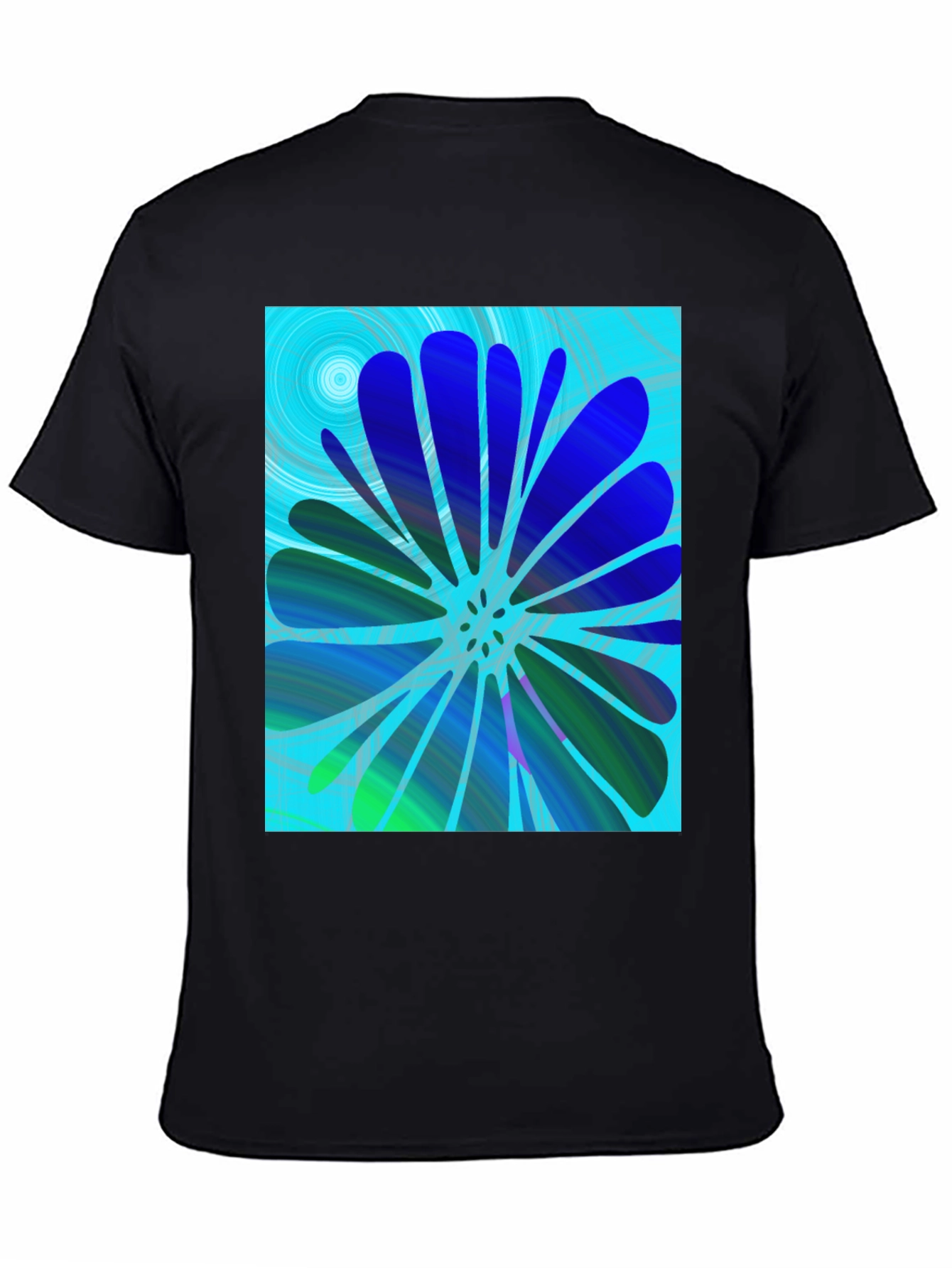 Black Abstract Flower Print T-Shirt view 4