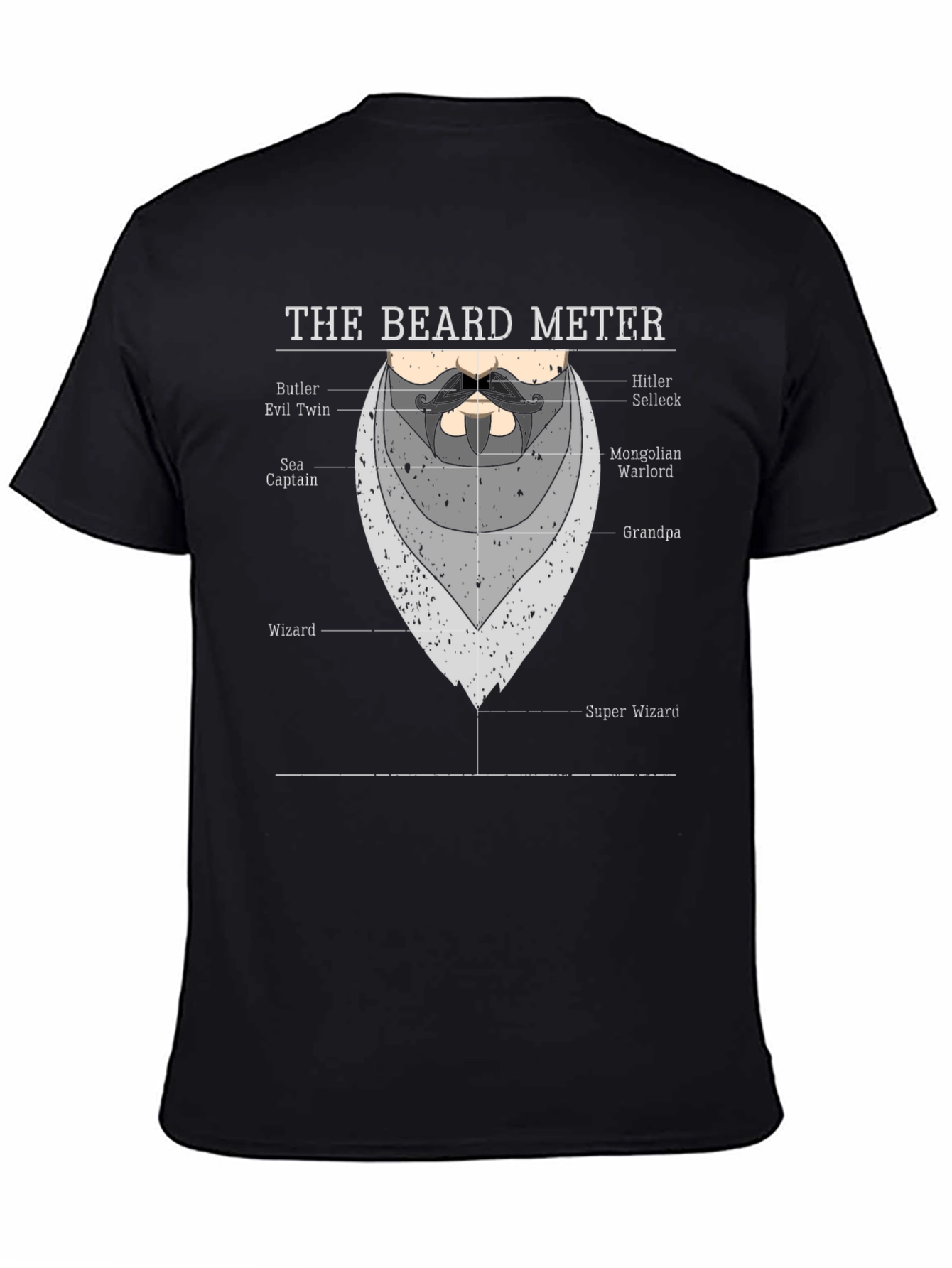 Black Beard Meter Graphic T-Shirt - Funny Beard Lover Tee view 4