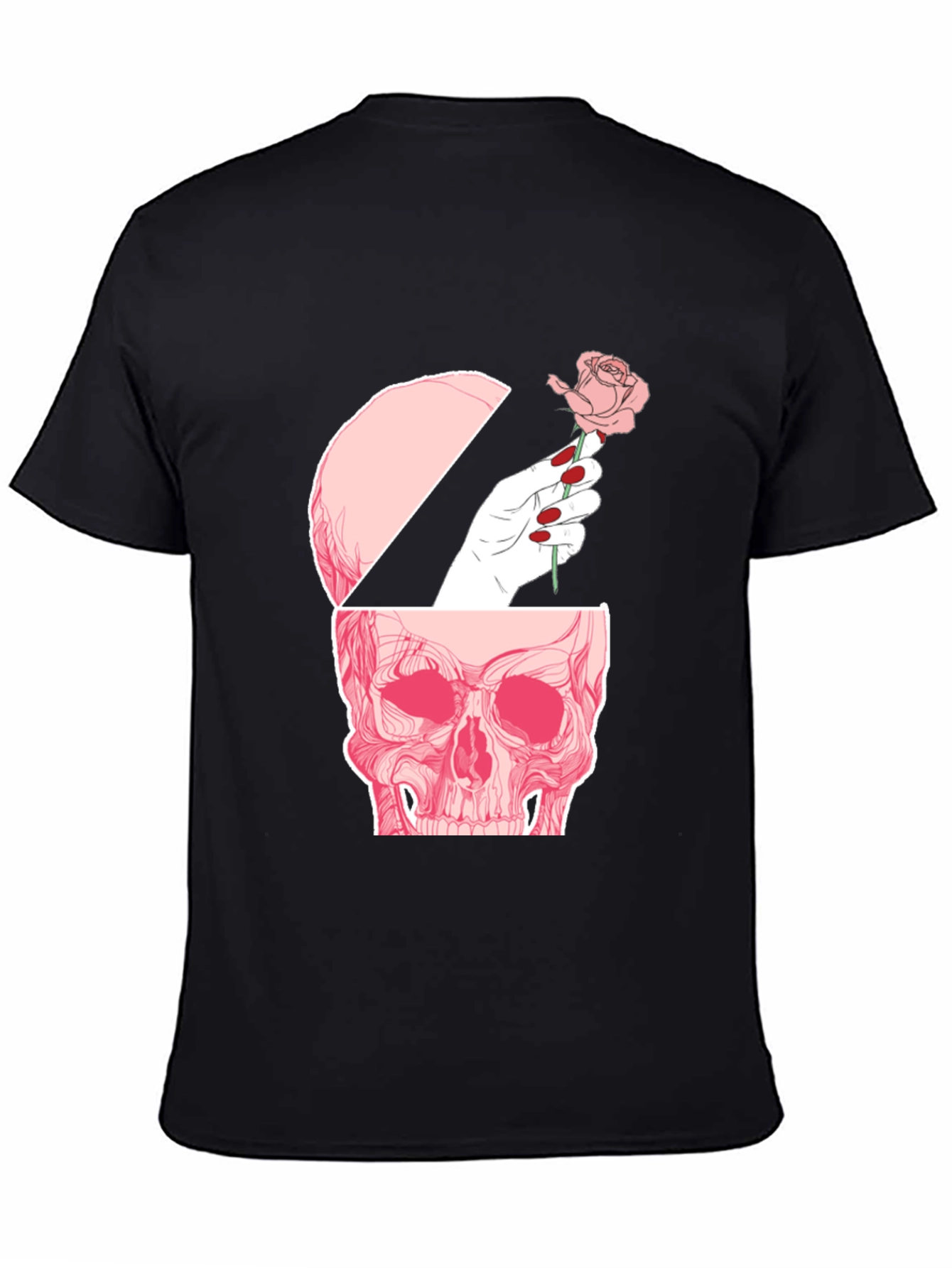 Black Skull and Rose Graphic Tee - Edgy Style view 4