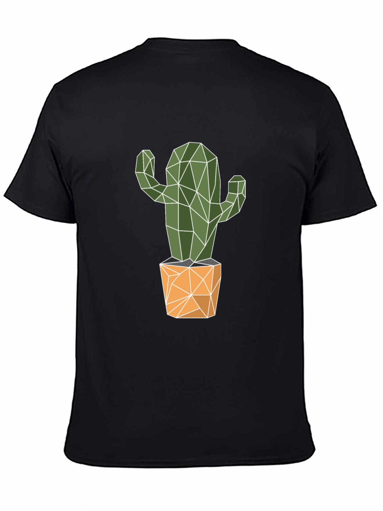 Black Geometric Cactus Graphic Tee - Stylish & Unique! view 4