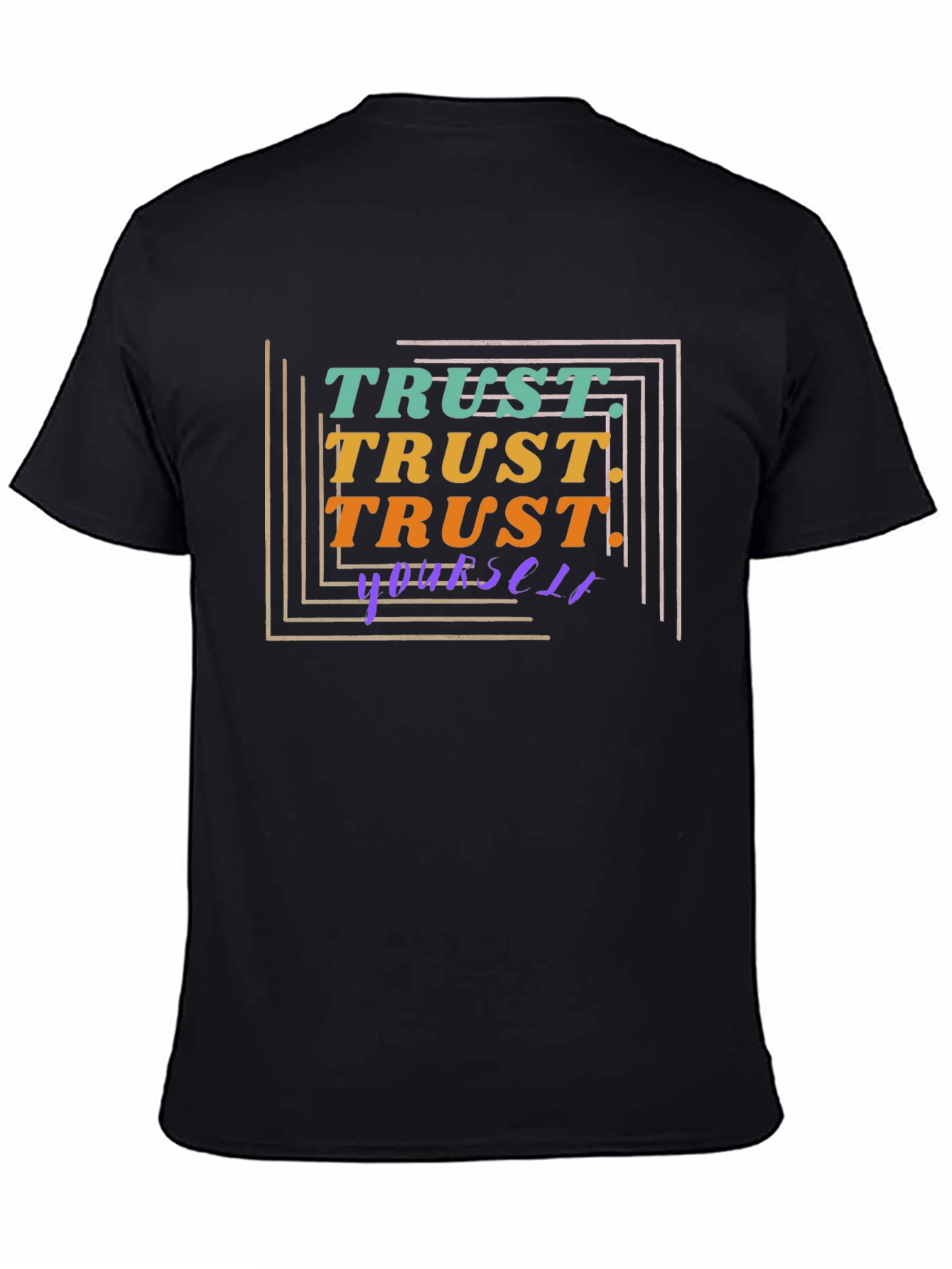 Black Trust Yourself Graphic Tee - Stylish Black T-Shirt view 4