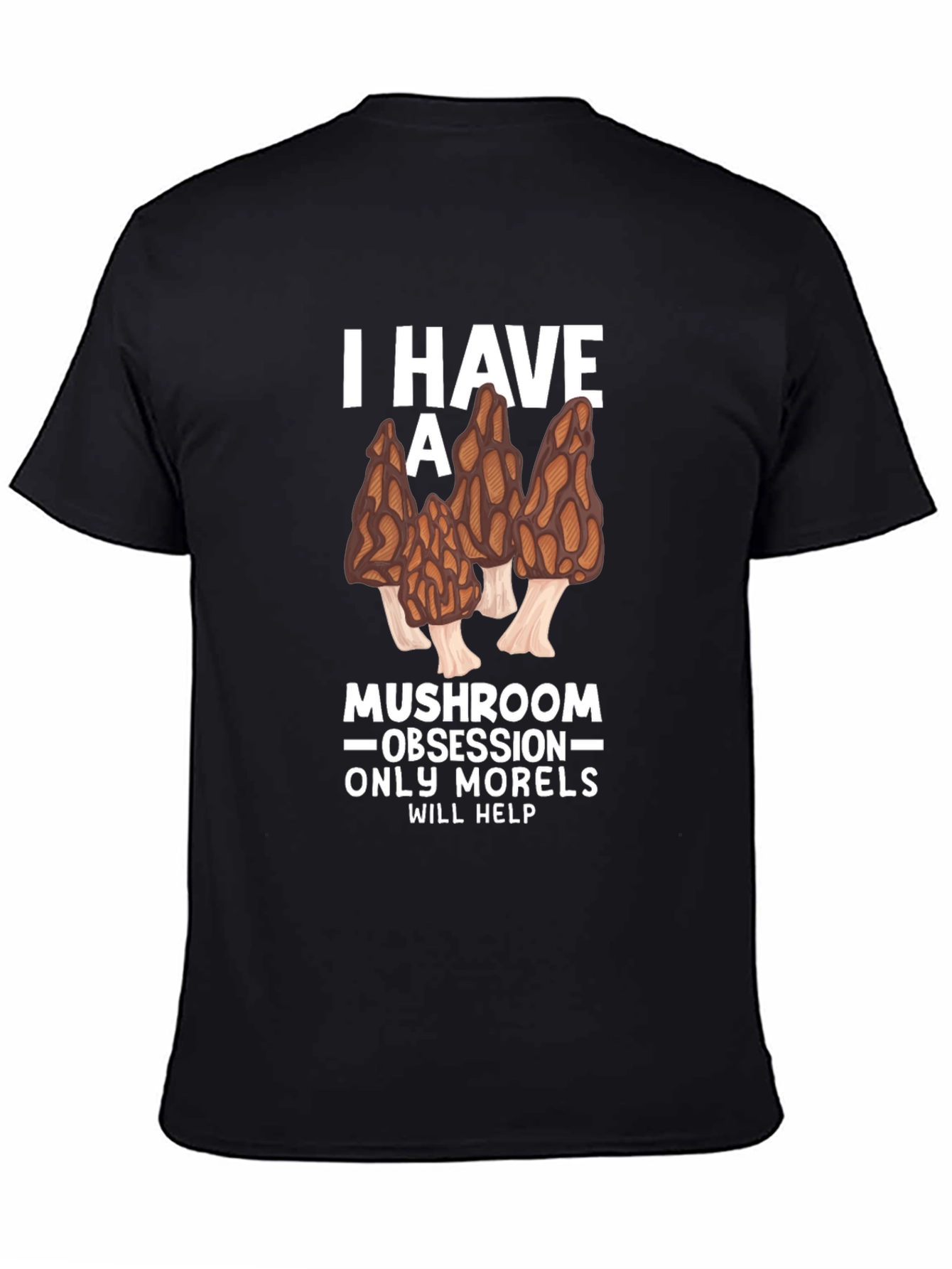 Black Mushroom Obsession Morel T-Shirt view 4