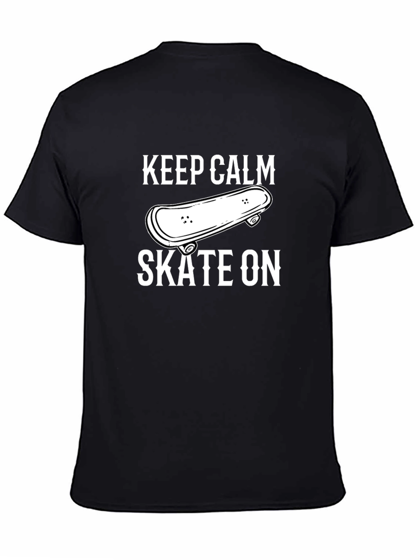 Black Keep Calm Skate On T-Shirt - Black Cotton Blend view 4