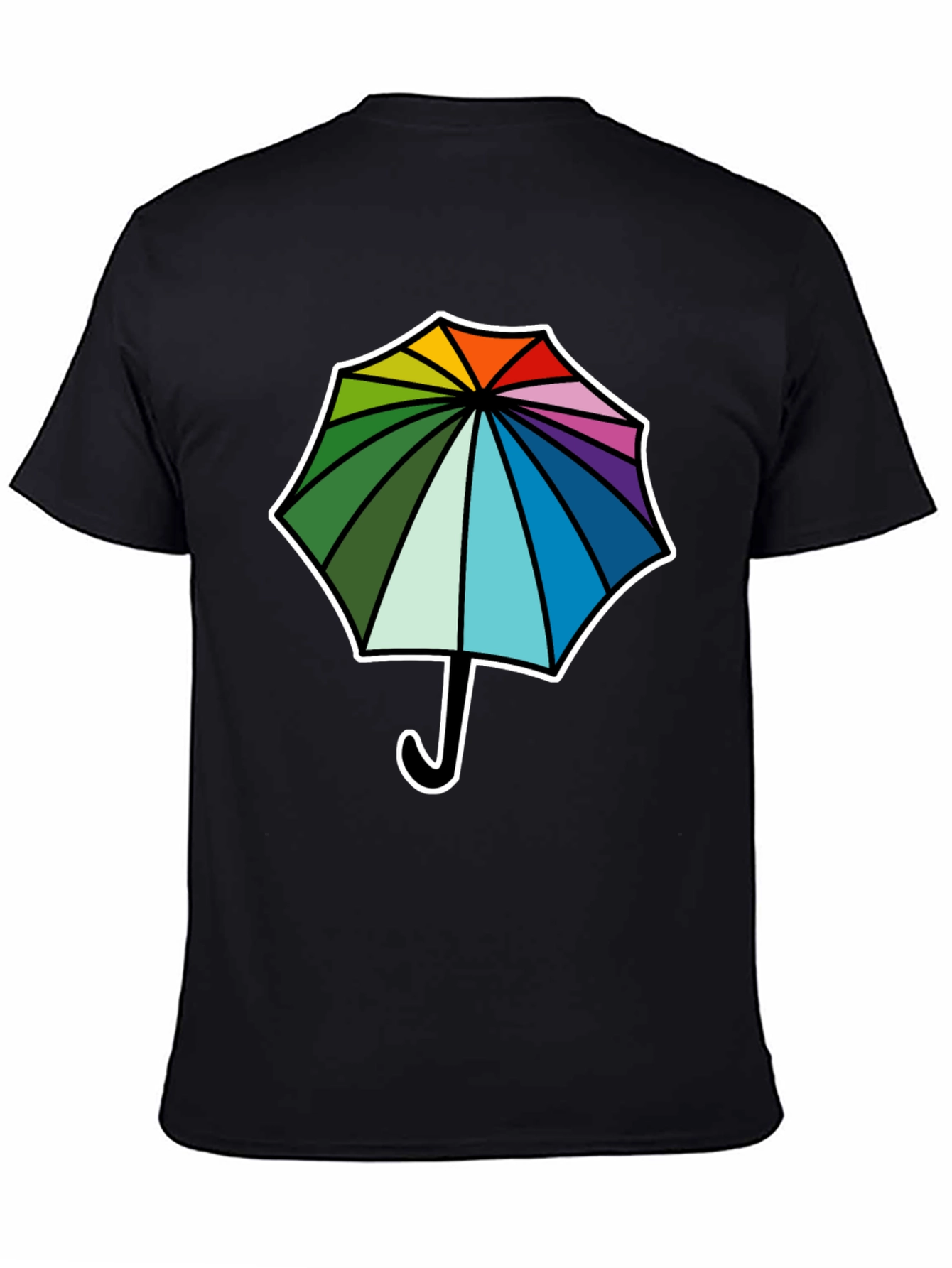 Black Rainbow Umbrella Graphic Tee - Stylish Comfort view 4
