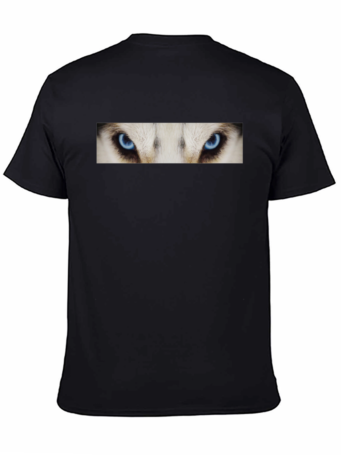 Black Black T-Shirt with Striking Wolf Eyes Graphic Print view 4