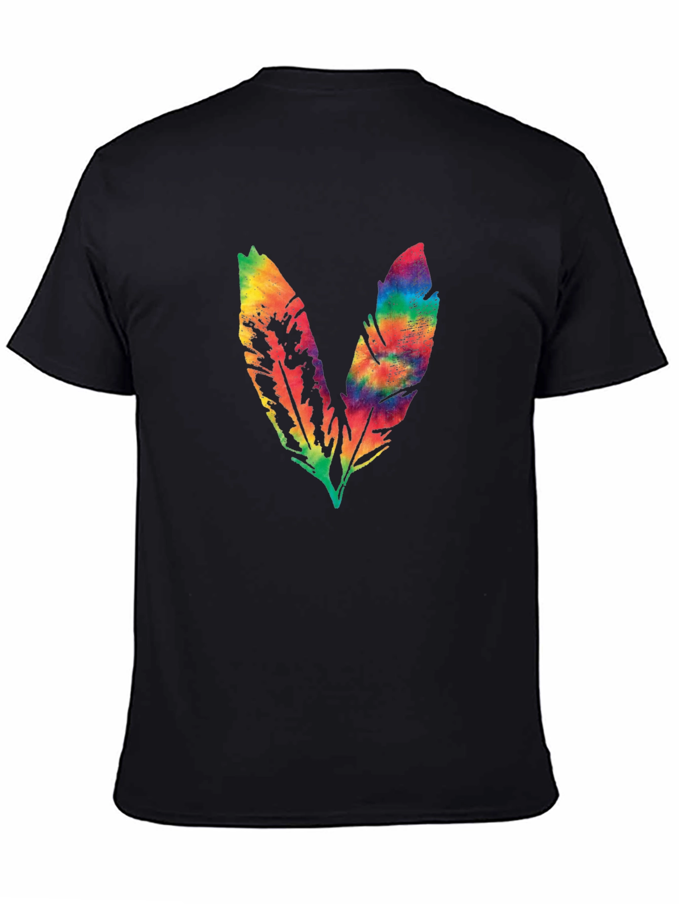 Black Rainbow Feather Graphic Tee - Soft Cotton Blend view 4