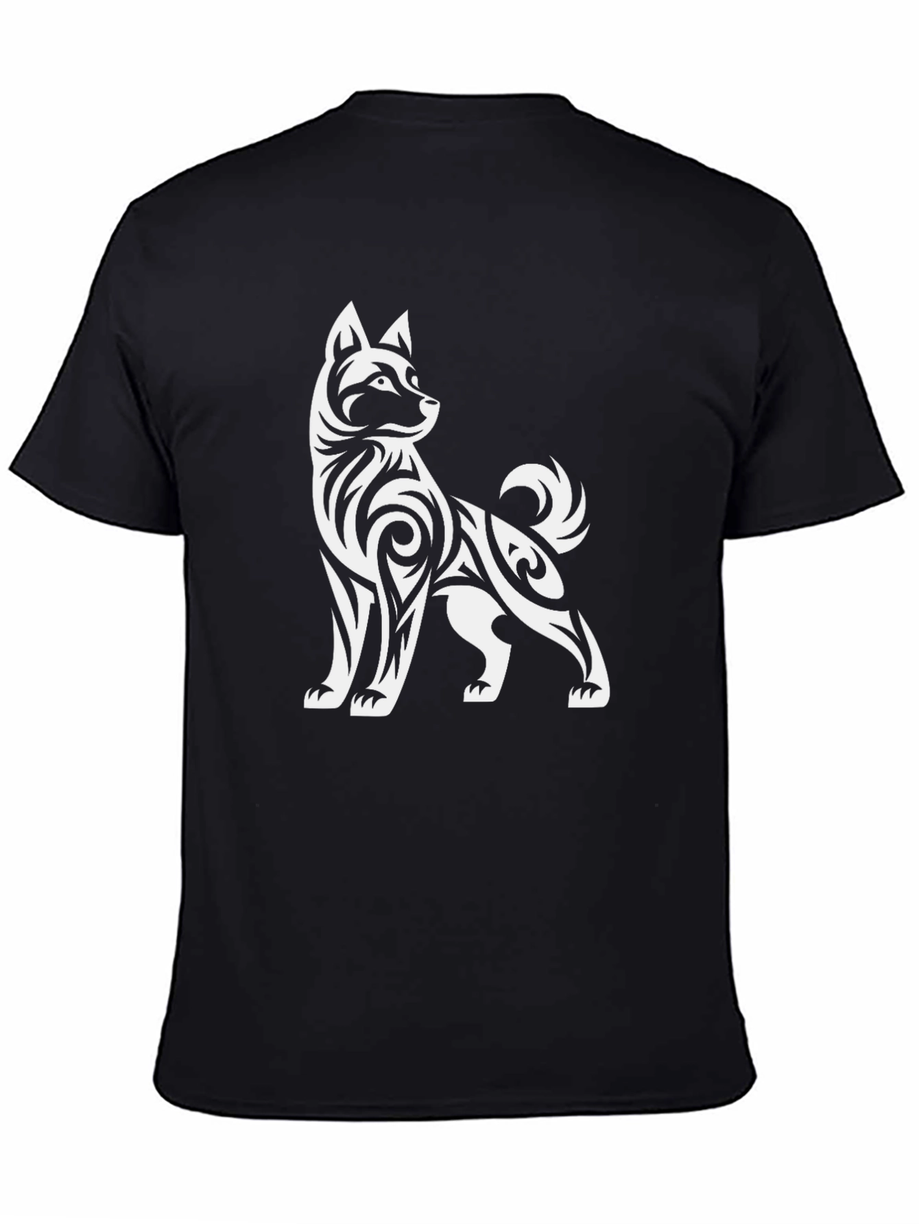 Black Tribal Dog Graphic Black T-Shirt view 4