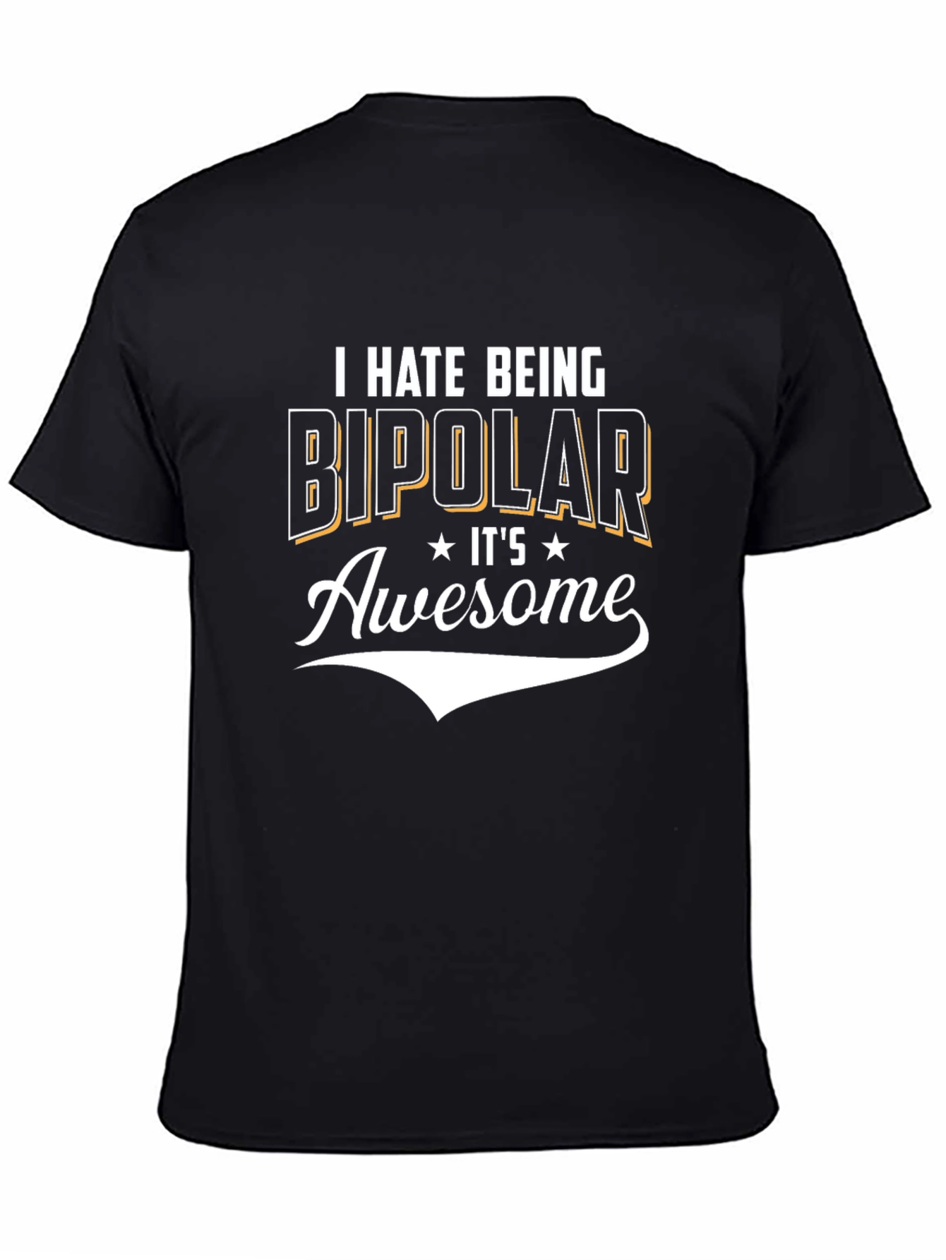 Black Funny Bipolar Graphic Tee - Black view 4