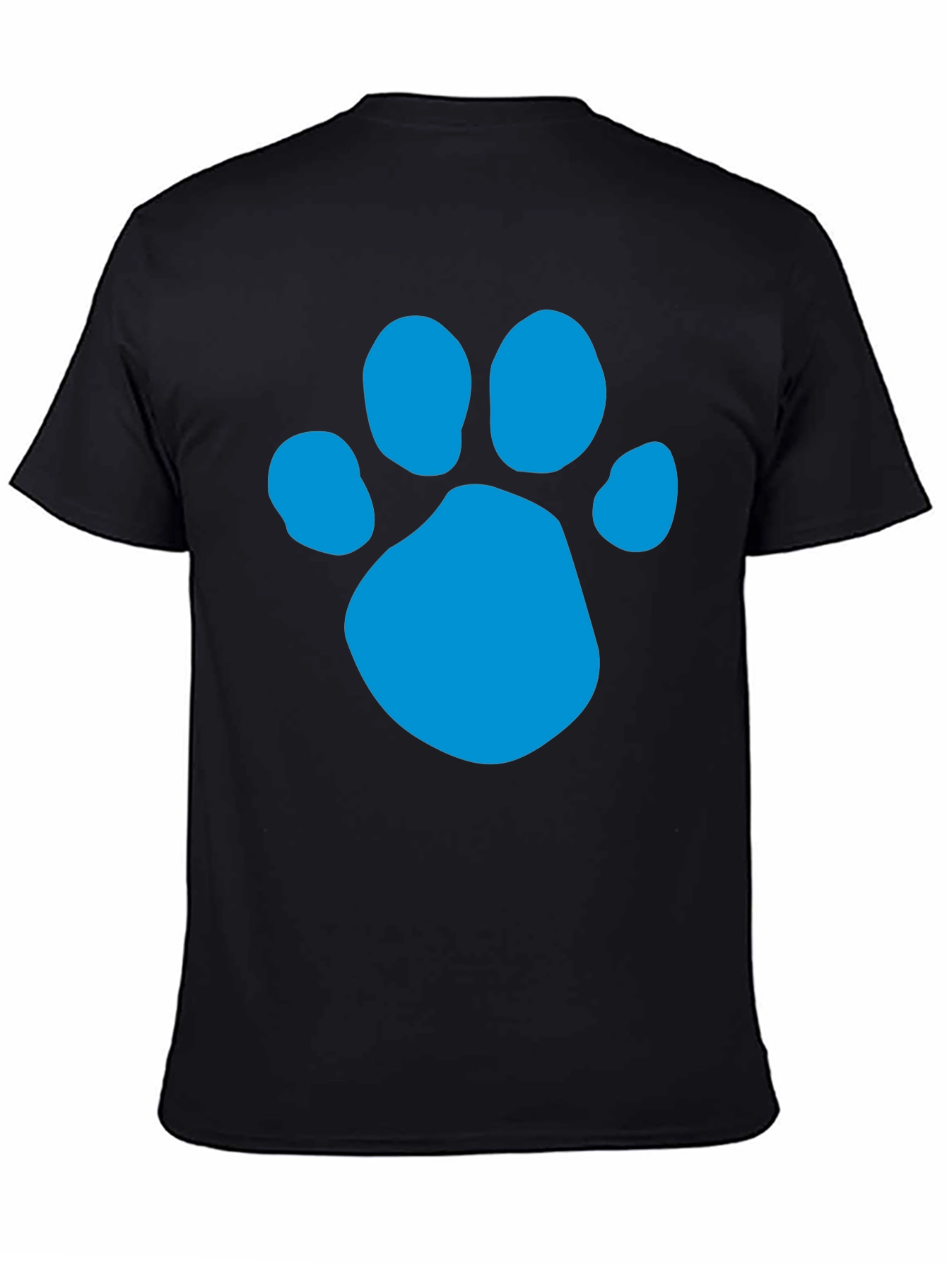 Black Paw Print T-Shirt - Black Crew Neck Tee view 4