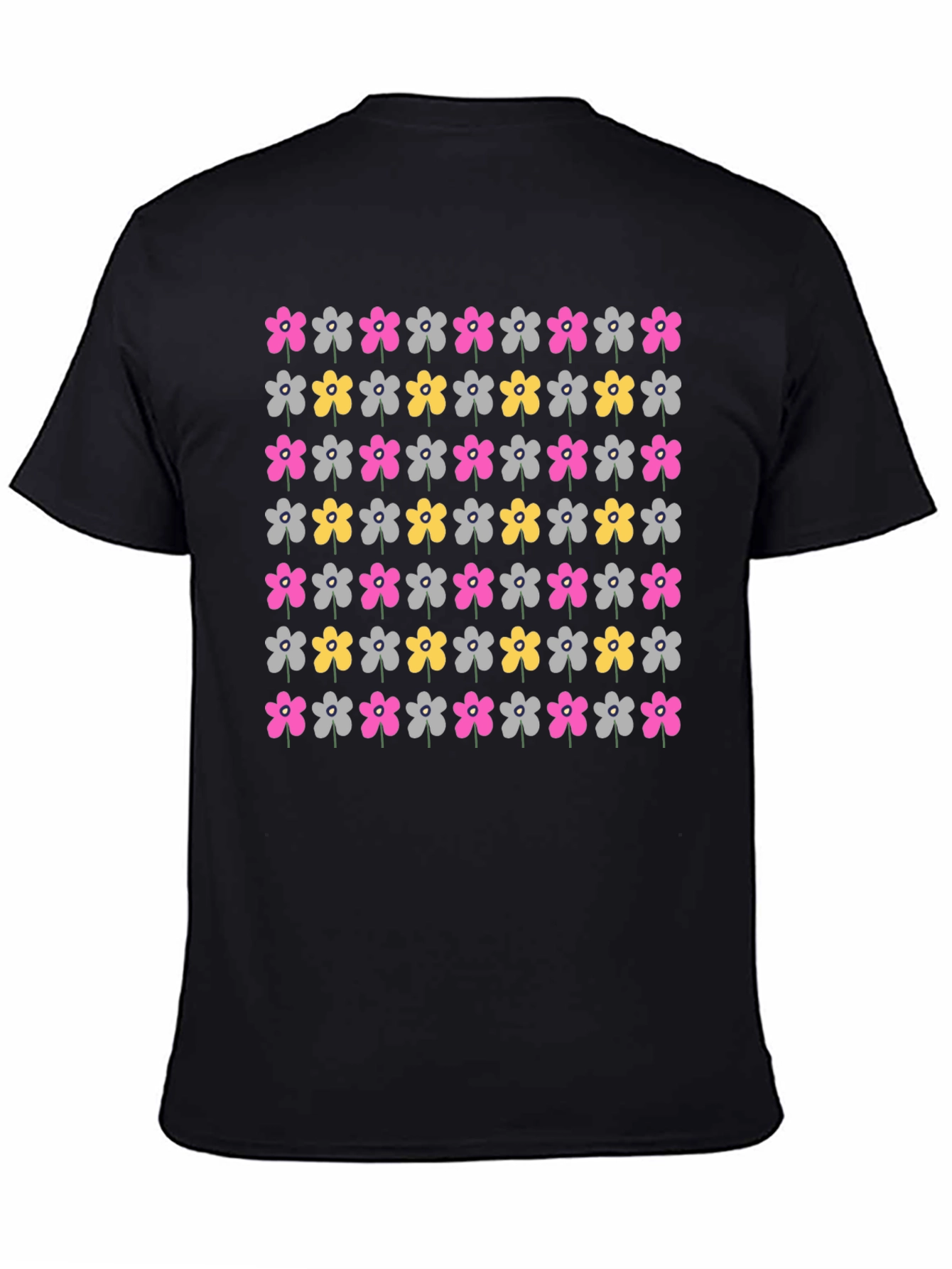 Black Floral Pattern T-Shirt view 4