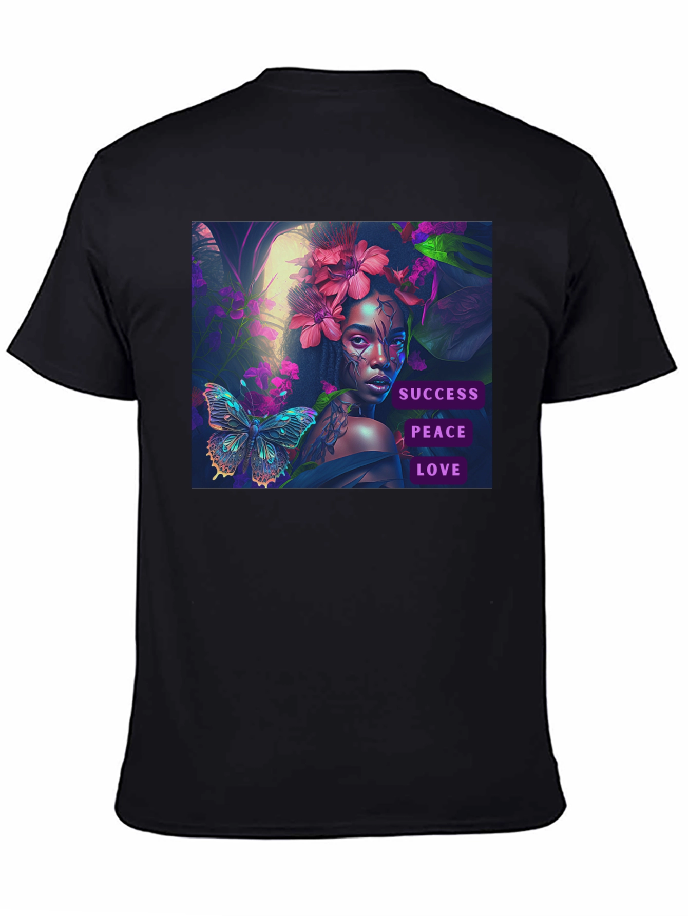Black Success, Peace, Love Black T-Shirt view 4