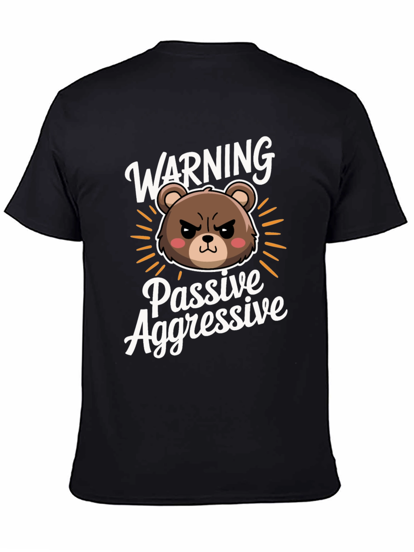 Black Passive Aggressive Bear Graphic T-Shirt view 4